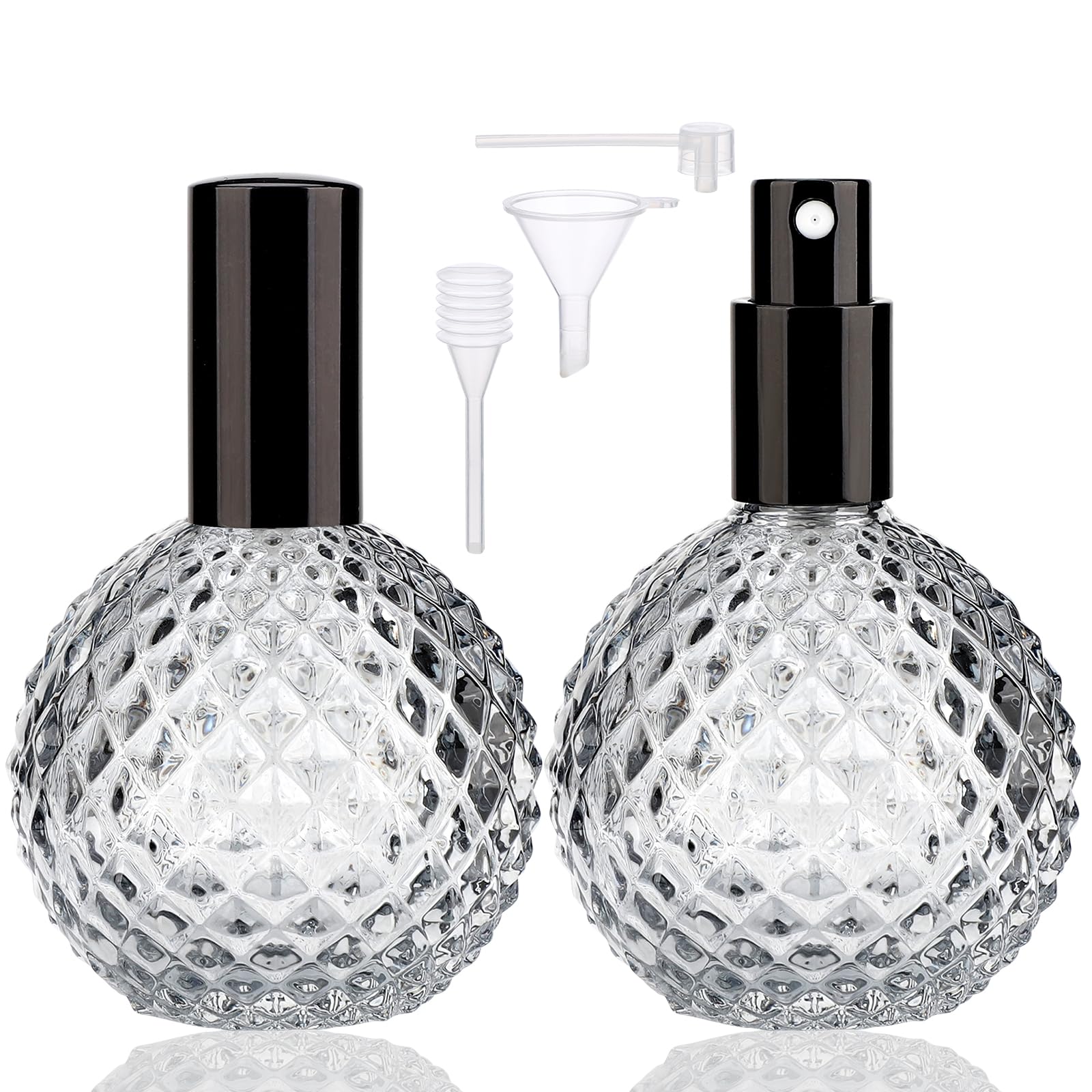 Segbeauty 100ml Perfume Atomizer Refillable Travel Spray Bottle - 2 Pack Vintage Glass Cologne Dispenser for Women & Men - Perfect for Travel, Gym, Office & Everyday Fragrance Refresh
