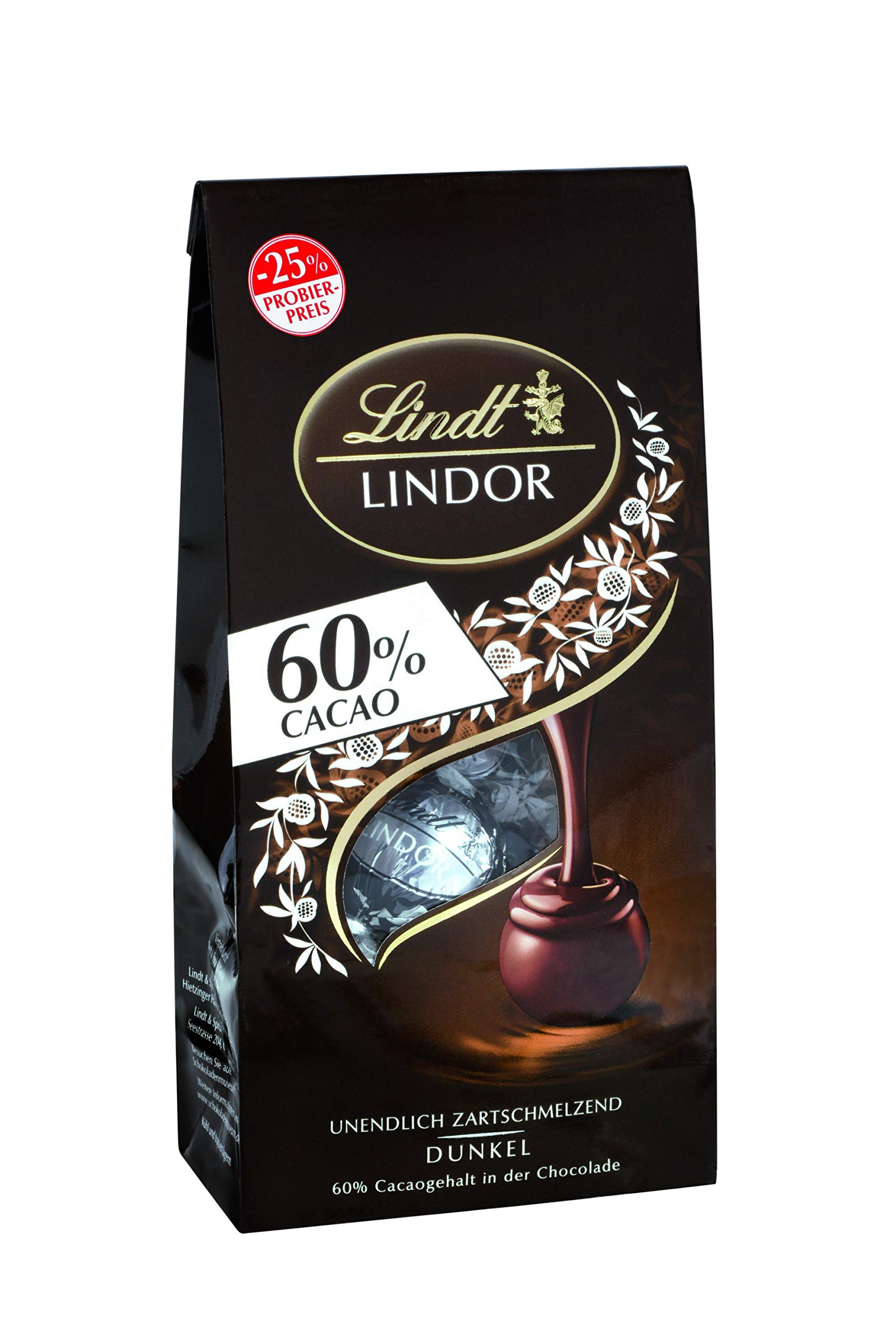 Lindt Lindor 60% Cocoa Extra Dark Chocolate Balls - 137g Bag (Approx. 10 Pieces) with Smooth Melting Filling | Premium Swiss Chocolate for Gifts, Parties & Dessert Toppings