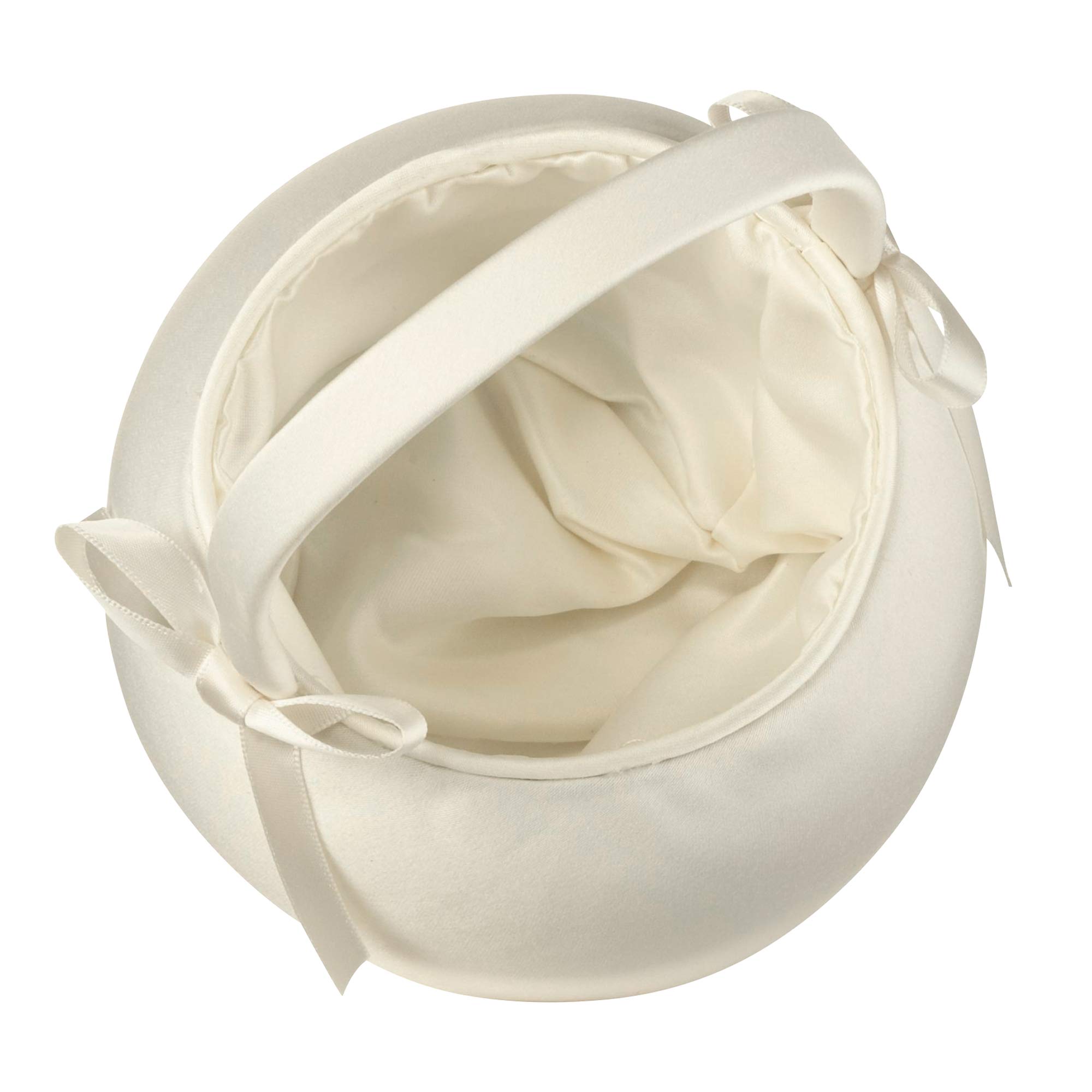 Lillian Rose Ivory Petite Satin Flower Girl Basket - 4.75 Inch Elegant Wedding Accessory for Bridal Party, Flower Girls & Special Occasions