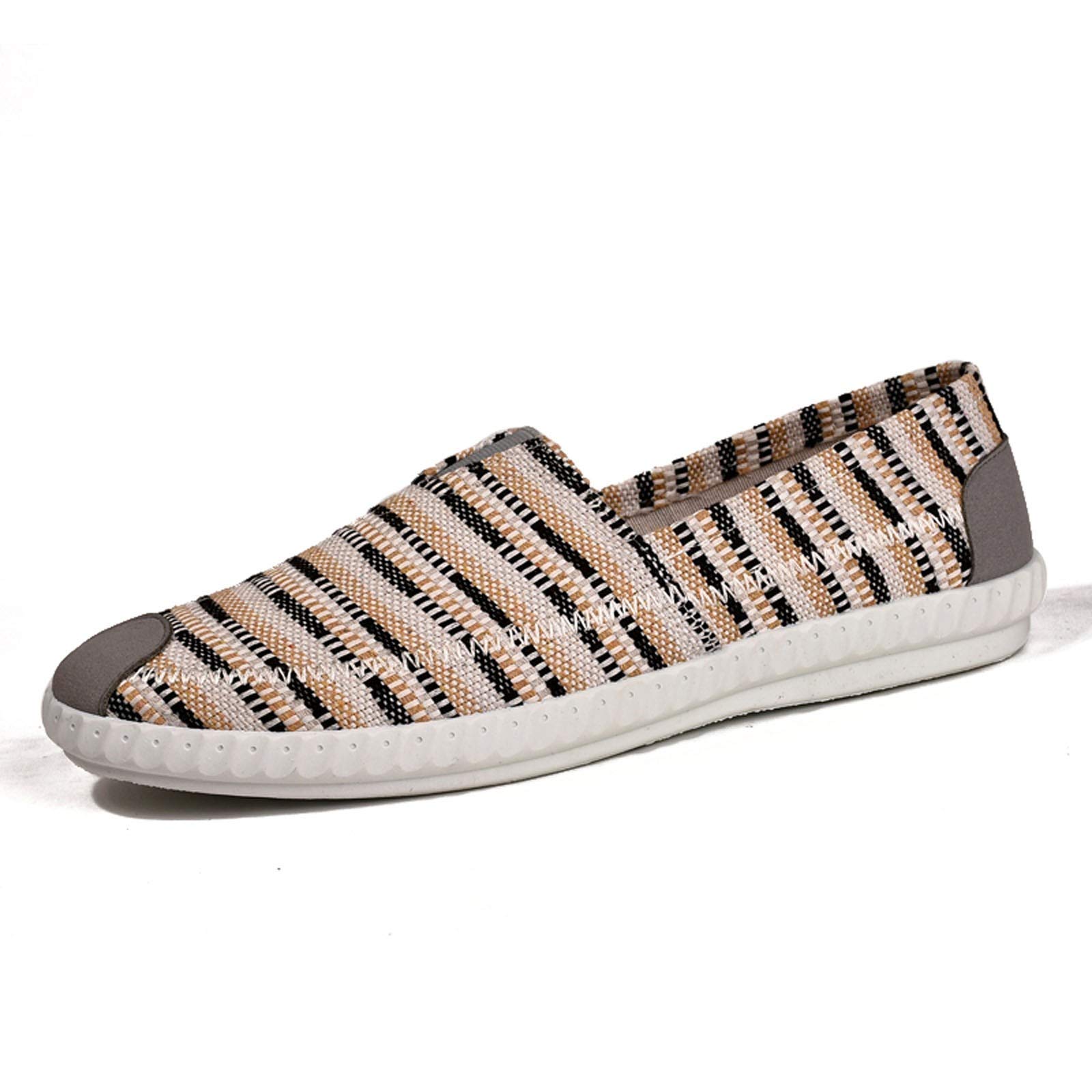 Breathable Men's Casual Striped Canvas Sneakers - Lightweight Linen Shoes for Walking, Travel & Everyday Wear