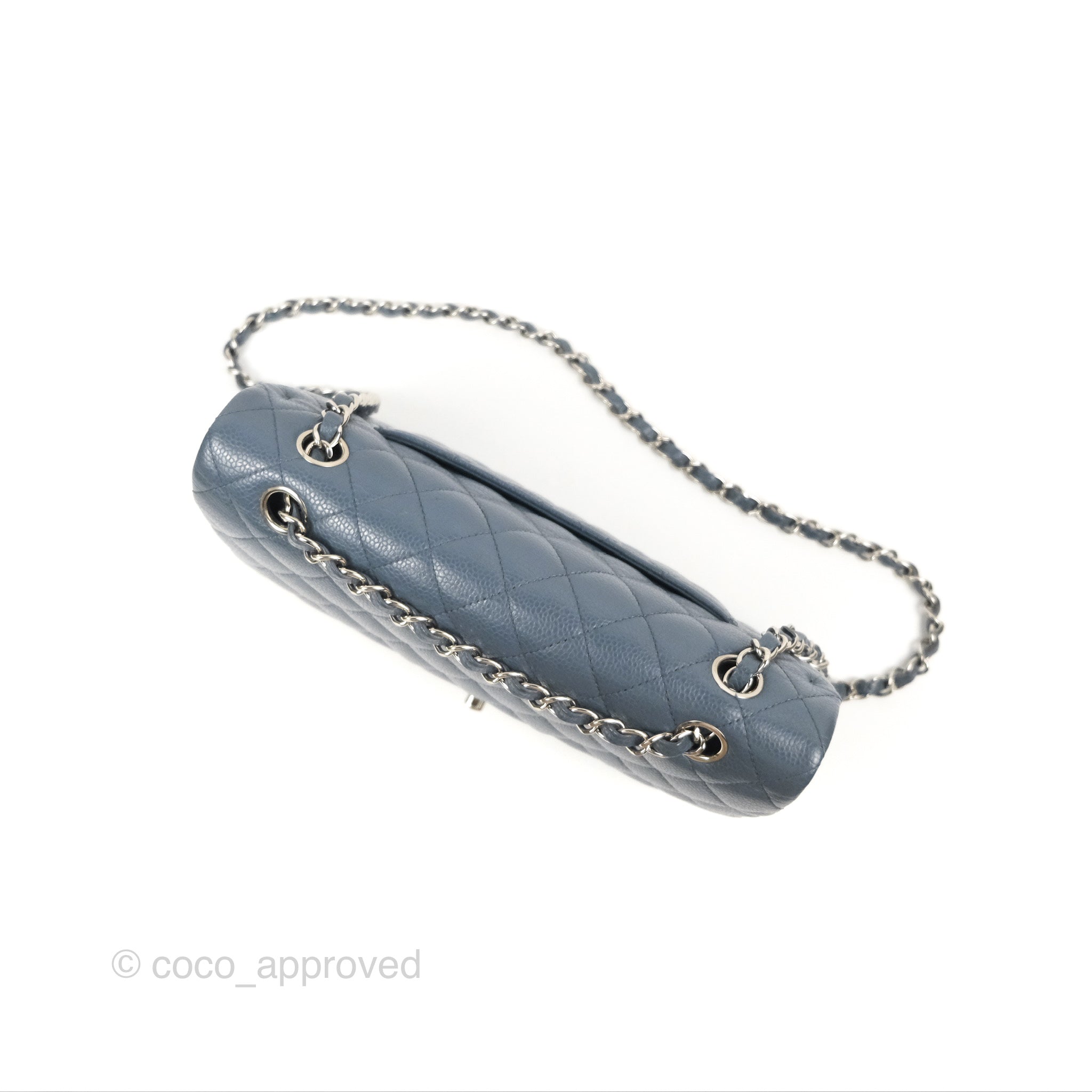 Chanel Classic Double Flap Quilted Medium/Large Handbag in Blue Caviar Leather with Silver Hardware - Perfect for Work, Evening Events & Luxury Fashion Accessories