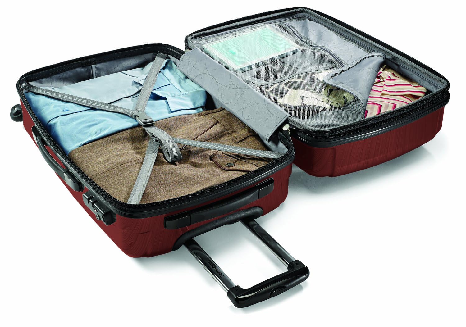 Samsonite Winfield 2 Hardside Expandable Luggage with 360° Spinner Wheels, Burgundy, 24-Inch Checked-Medium Suitcase - Perfect for Business Travel & Vacation Packing