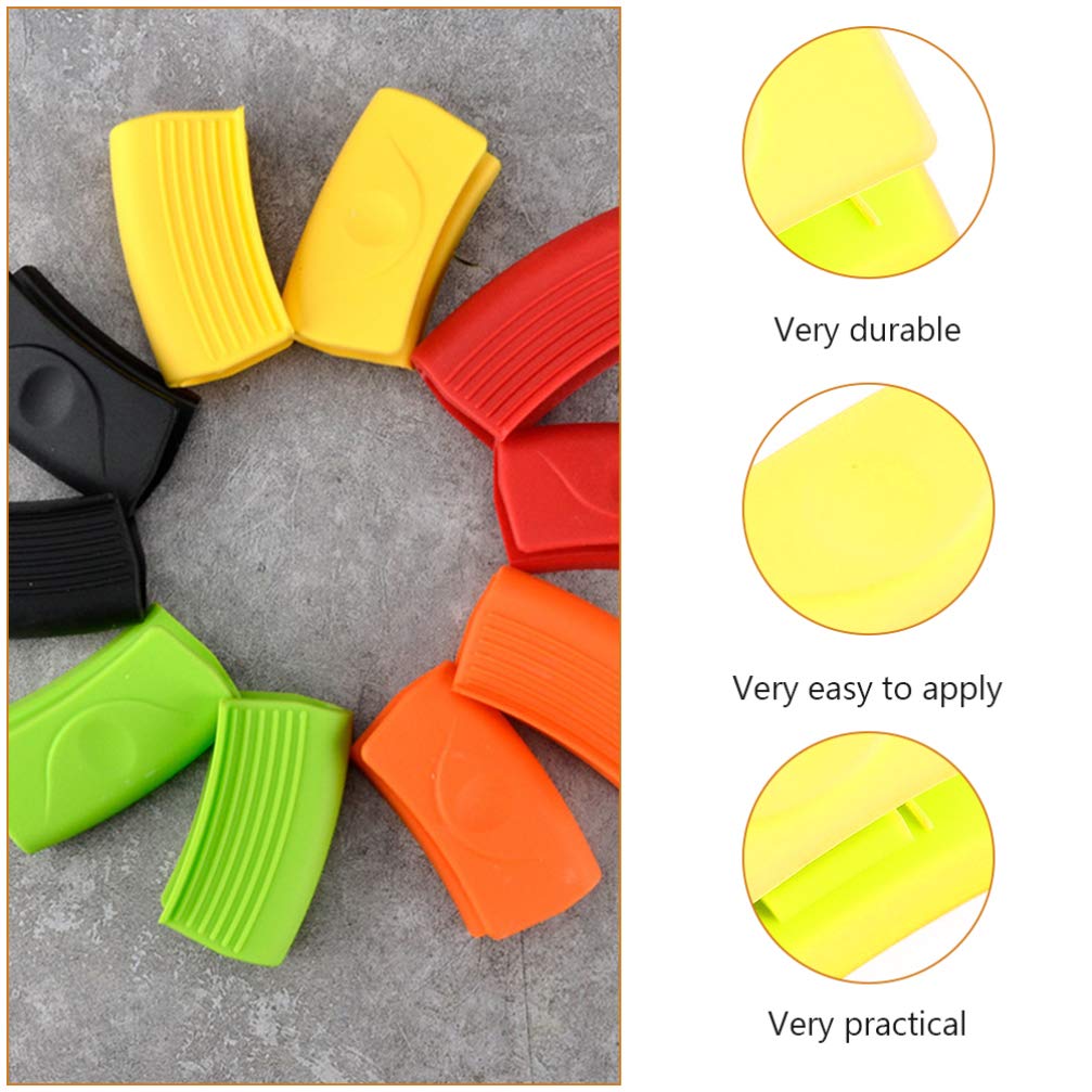 SOLUSTRE 2 Pairs Silicone Pot Handle Covers - Heat Resistant Anti-Scald Cooking Grips for Stew Pots, Hot Pots & Pans - Oven Safe Kitchen Accessories for Safe Cooking & Baking