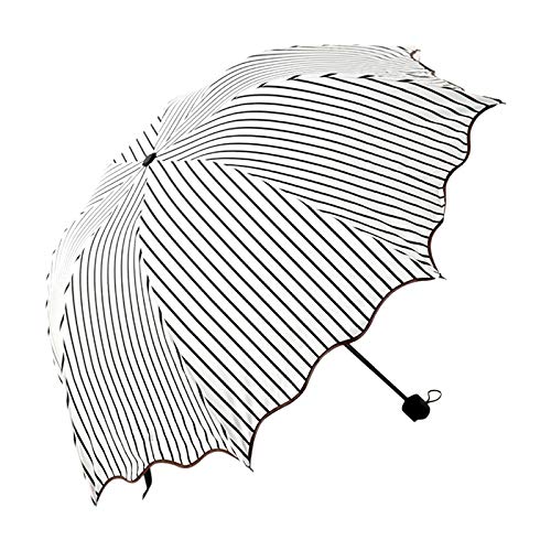 UV Protection Striped Travel Umbrella - Compact & Lightweight for Outdoor, Beach, and Daily Commute