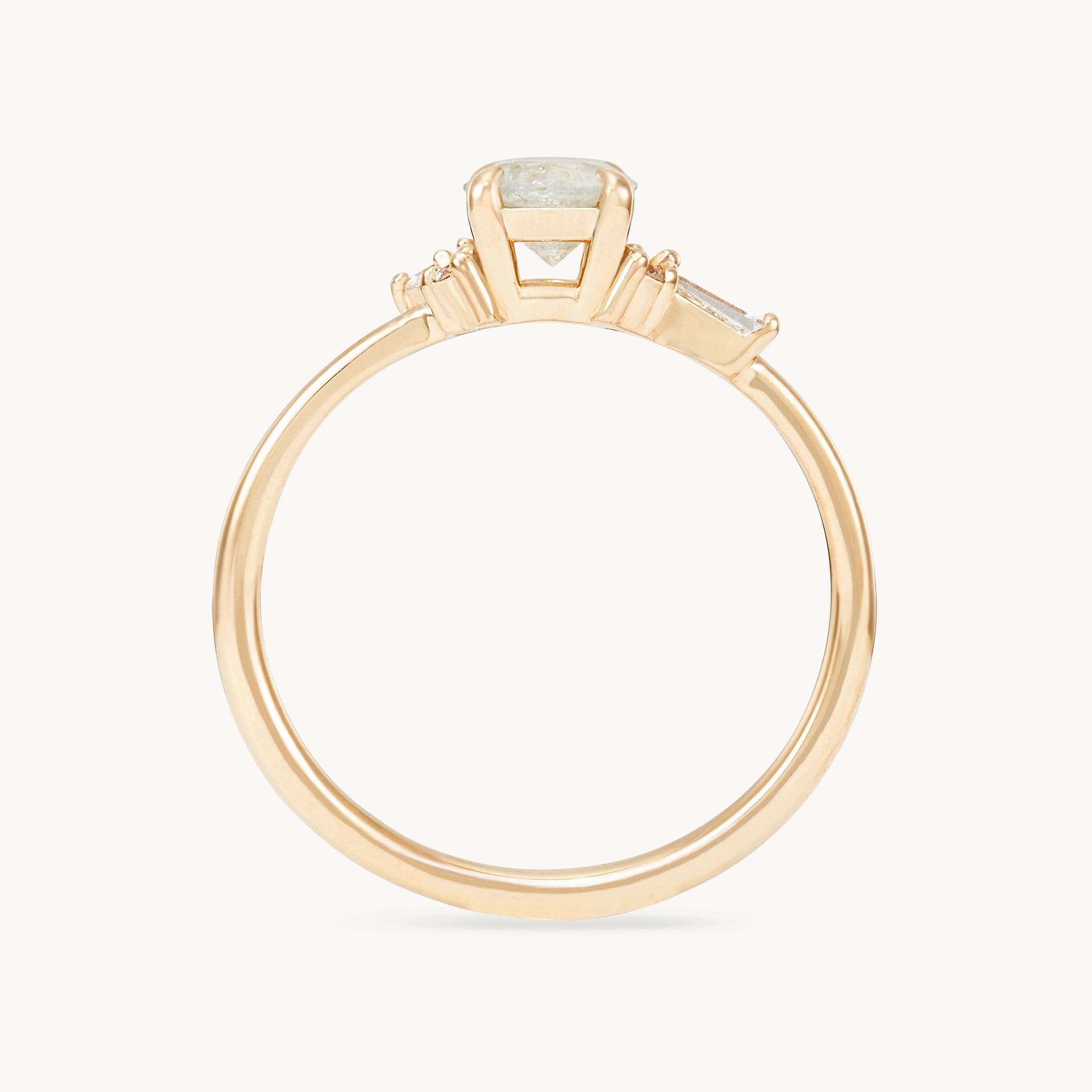 Magic Moment One of a Kind 14K Yellow Gold Ring with Round Glass Blue Sapphire & White Diamonds - Perfect for Anniversaries, Engagements & Special Occasions