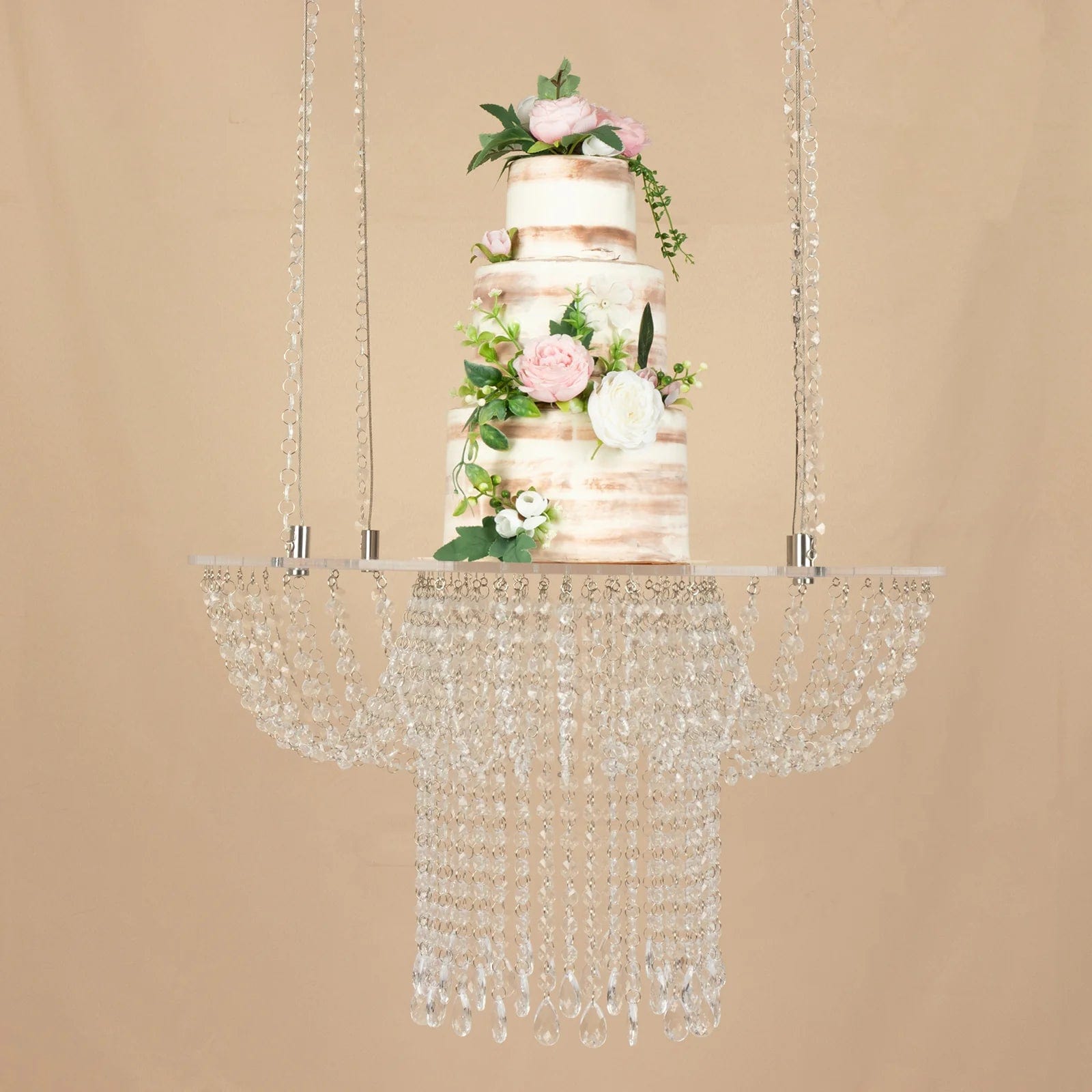 25 Round Acrylic Hanging Crystal Chandelier Cake Stand - Elegant Dessert Display for Weddings, Parties & Home Decor