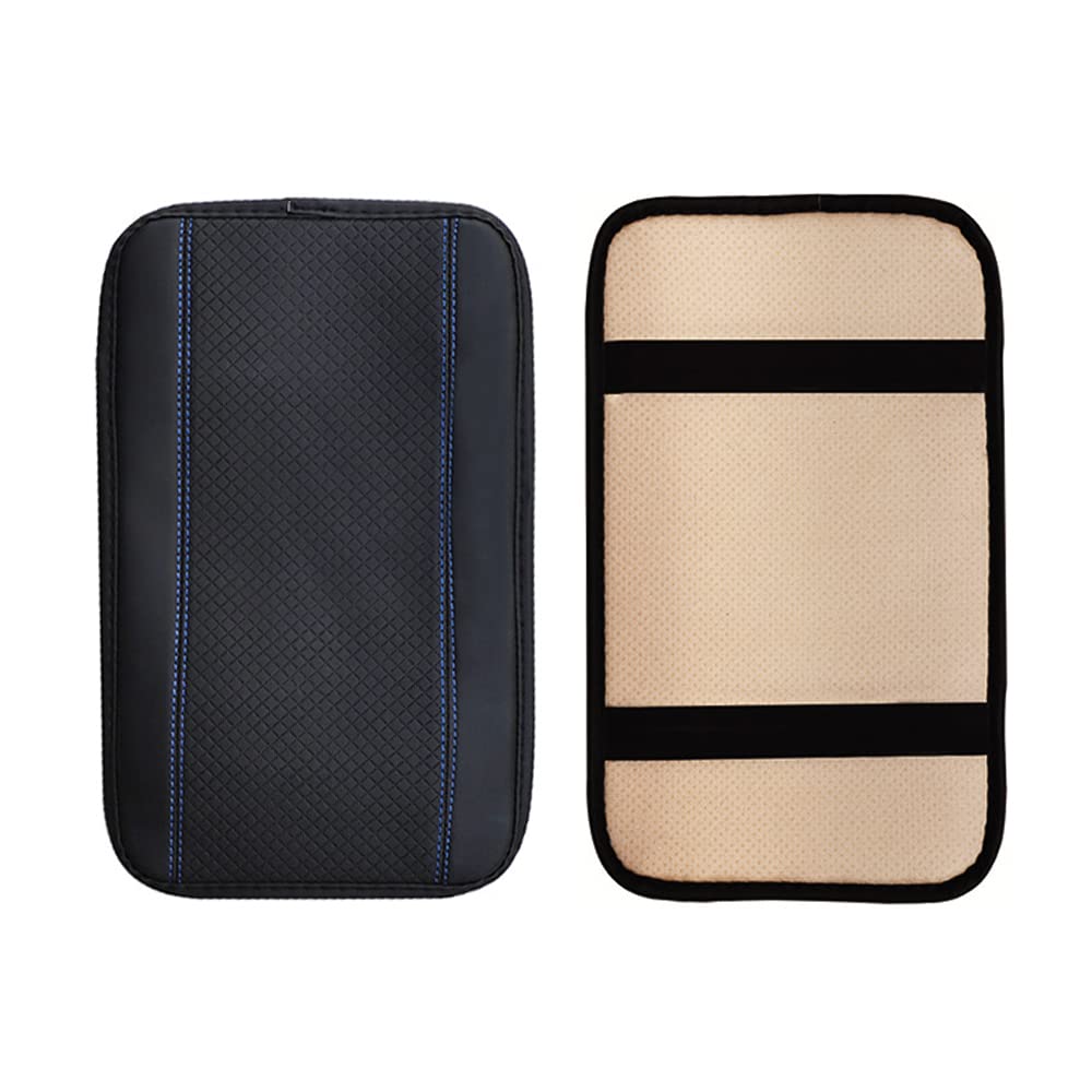 Premium PU Leather Car Armrest Cover - Waterproof Center Console Protector Pad for Comfort & Style (Black & Blue) | Perfect for Long Drives, Road Trips & Daily Commutes