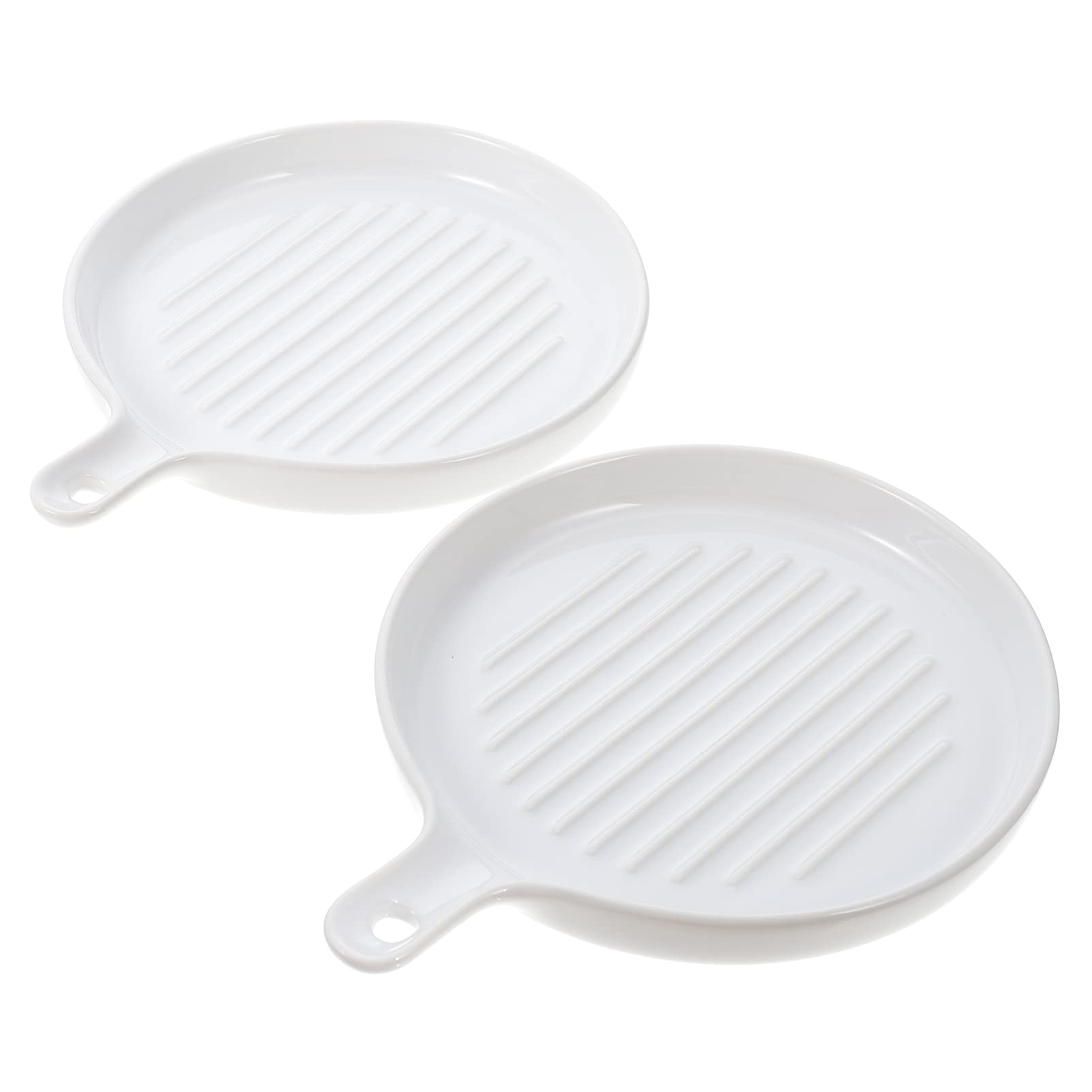 Hemoton 2-Piece Ceramic Serving Plates with Handles - Oven Safe Dinner Plates & Baking Dishes for Steak, Pasta, Desserts - Perfect for Family Dinners, Parties & Restaurant Serving