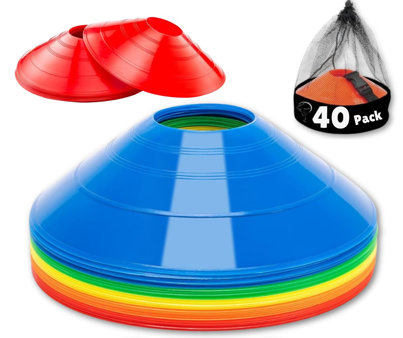 60/40/20 Pack Pro-Grade Soccer Training Cones Set – Durable Agility Cones with Carry Bag & Strap Holder for Football, Basketball & Sports Drills | Perfect for Coaches, Athletes & Team Practice Sessions