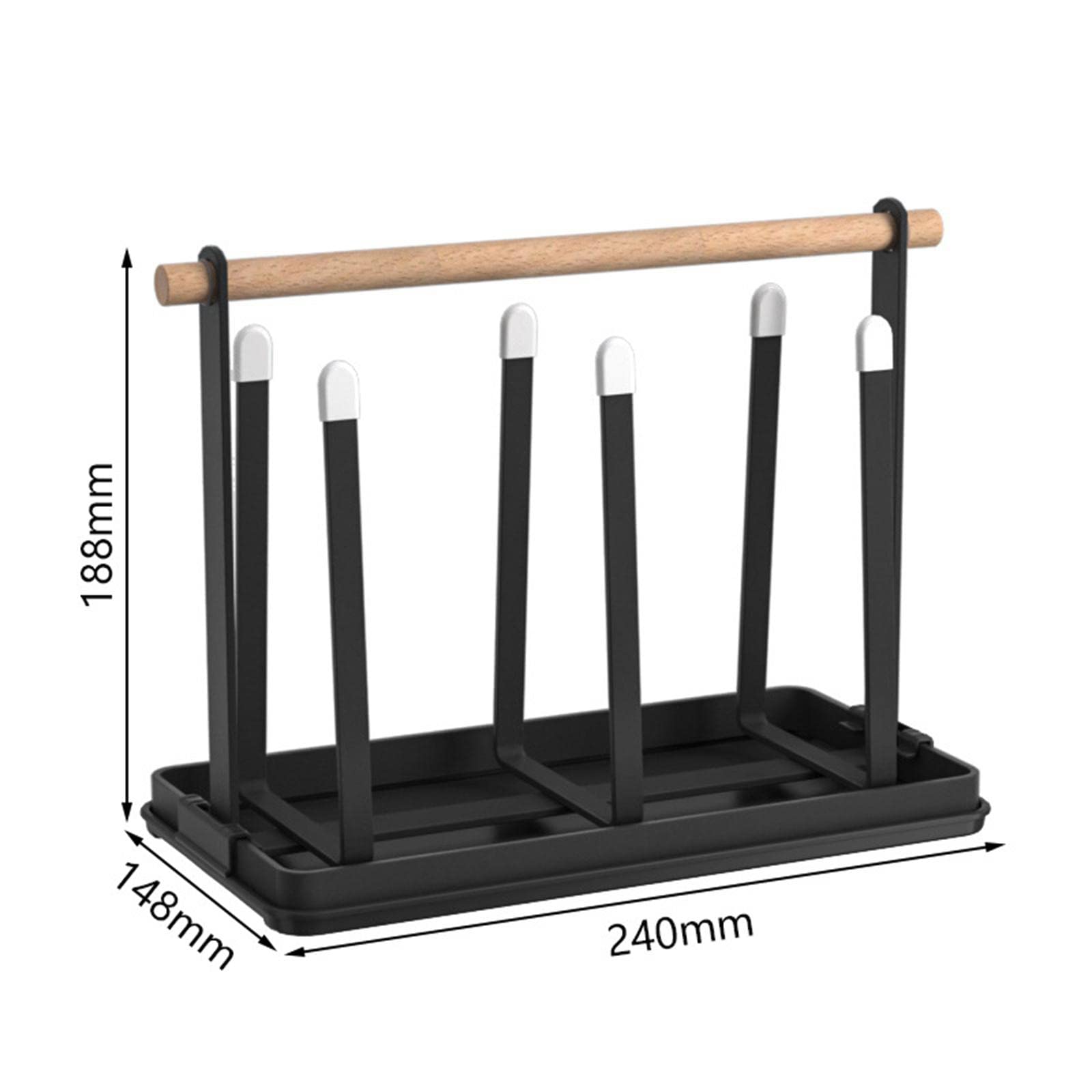 LOOM TREE® Black Countertop Mug Holder - Multi-Purpose Iron Kitchen Organizer for Coffee Cups & Utensils | Portable Storage Solution for Kitchen, Dining & Bar | Perfect for Small Spaces & Clutter-Free Countertops