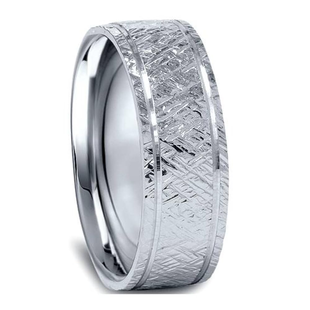 950 Platinum Men's 7mm Flat Brushed Wedding Band Ring - Classic Comfort Fit for Engagement, Anniversary & Everyday Wear