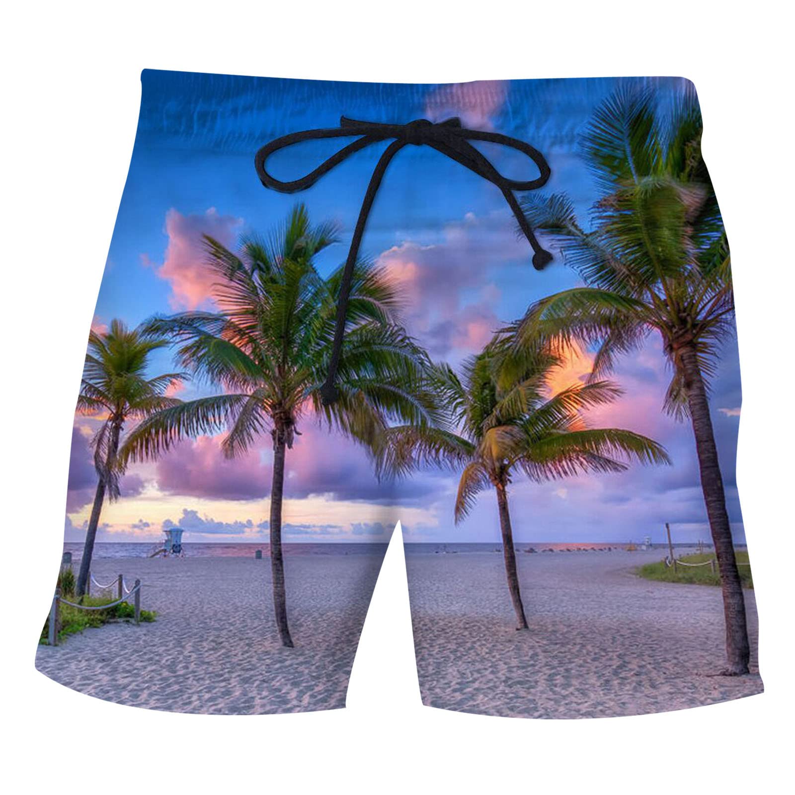 **Men's Sexy Swim Trunks with Floral Print - Lightweight Quick-Dry Beach Shorts with Drawstring for Swimming, Gym & Casual Wear**    *Use for beach vacations, pool parties, gym workouts, and summer outings.*