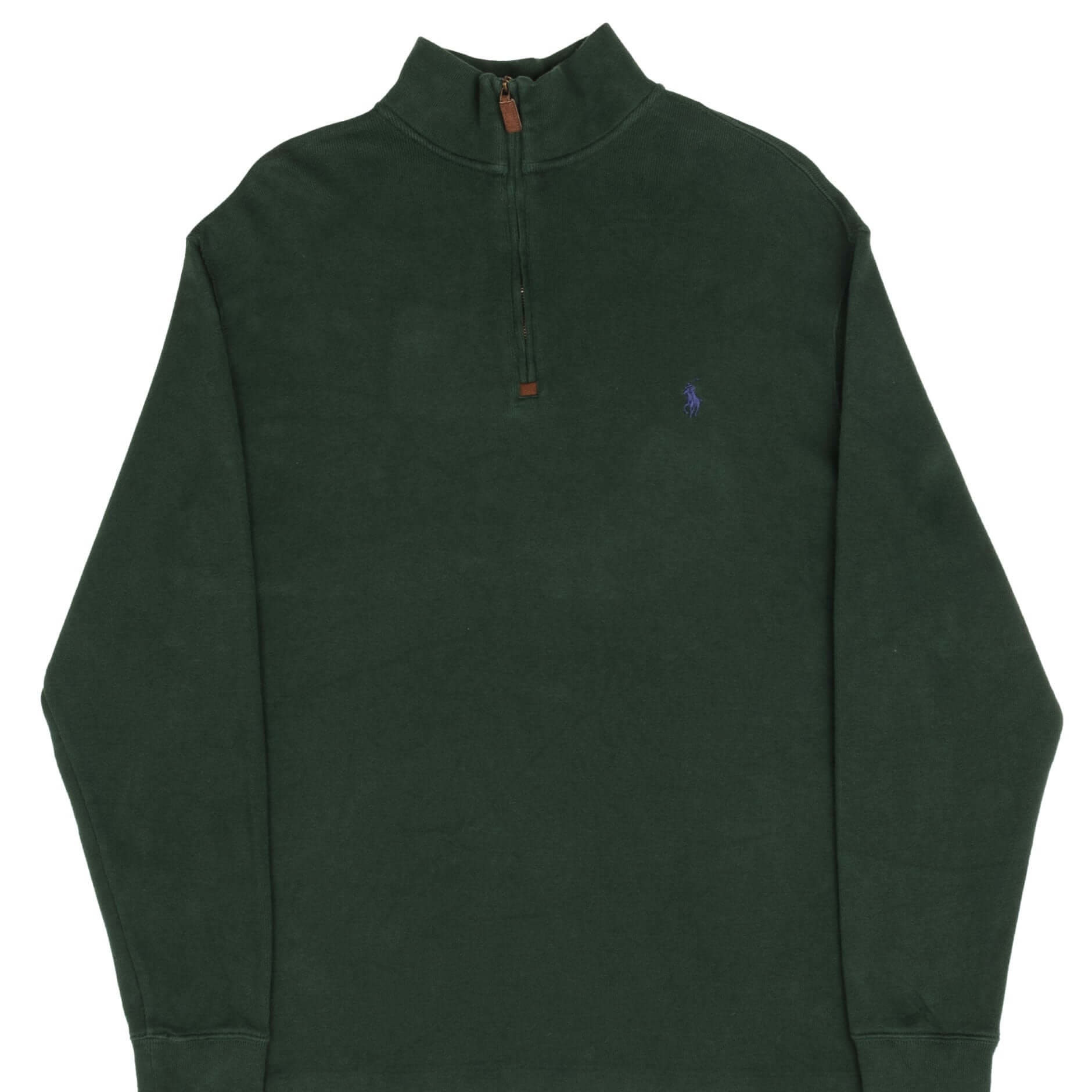 Ralph Lauren Men's Pine Green Quarter Zip Sweater - Large Tall Size, Comfortable Pullover for Casual Wear & Outdoor Activities