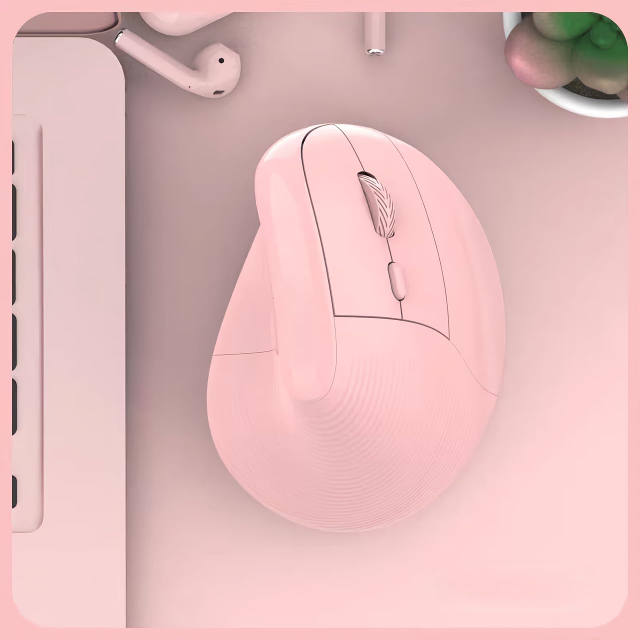Wireless Vertical Ergonomic Mouse - USB-C Rechargeable 4000DPI Silent Mouse for Carpal Tunnel Relief - Pink Ergonomic Computer Mouse for Office Work, Gaming & Home Use