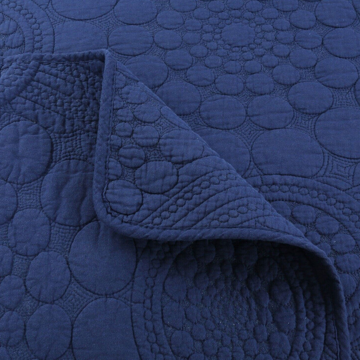 100% Cotton Lightly Quilted Coverlet Set - Unity Navy Queen Size Bedspread | Soft Breathable Bedding for All Seasons | Perfect for Master Bedroom, Guest Room & Dorm Decor