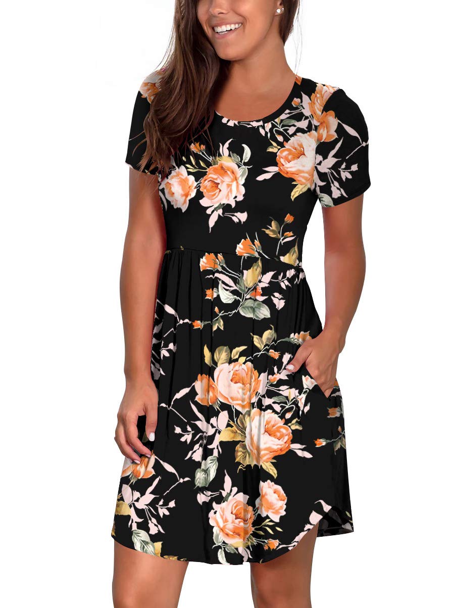 Nova In Sky Women's Casual Short Sleeve Summer Dress with Pockets - Flowy Comfort Dress for Beach, Vacation & Everyday Wear