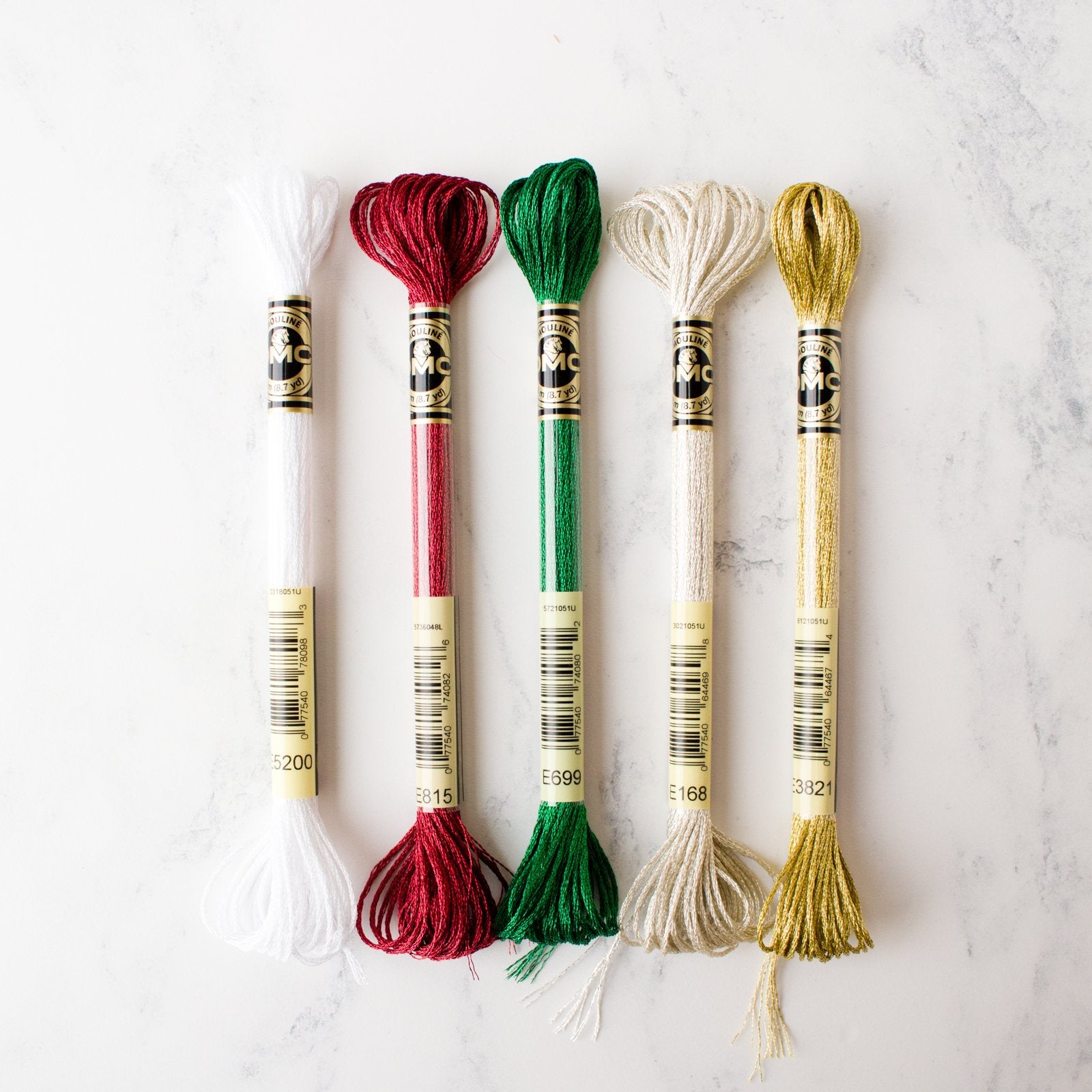 DMC Light Effects Metallic Embroidery Thread - Holiday Sparkle Pack (6 Colors) for DIY Christmas Ornaments, Gift Wrapping & Festive Crafts