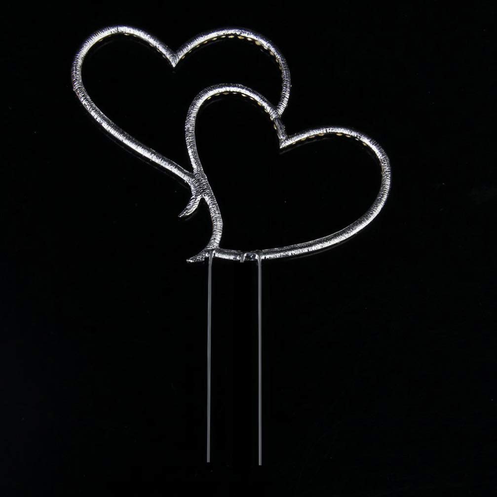 2pcs Elegant Rhinestone Wedding Cake Topper - Double Heart Design for Wedding Cakes, Anniversary & Romantic Celebrations - Perfect for Bridal Showers, Receptions & Special Occasions