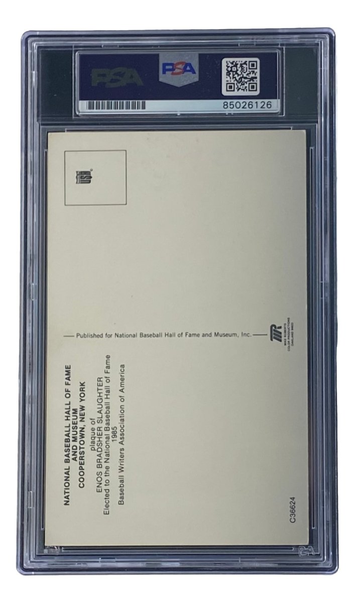 Enos Slaughter Autographed 4x6 St. Louis Cardinals HOF Plaque Card - PSA/DNA Certified 85026126 - Perfect for Baseball Memorabilia Collections & Sports Fan Gifts