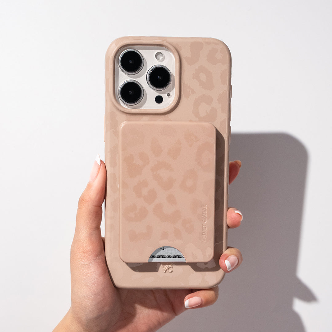 Nude Leopard Print MagSafe Wallet for iPhone - Slim & Secure Card Holder for Everyday Use, Travel, and On-the-Go Essentials