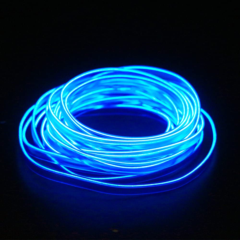 Blue EL Wire Lights for Car Interior - 16FT/5M USB-Powered Neon LED Strip Lights for Cars, Parties & Home Decoration | Perfect for Night Driving, Car Shows & Garden Decorations