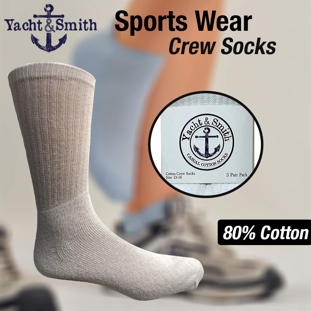 **Yacht & Smith Big and Tall Men's Sport Crew Socks – Wholesale Bulk (King Size) – Comfortable Athletic Socks for Running, Hiking & Everyday Wear – by SOCKS'NBULK**