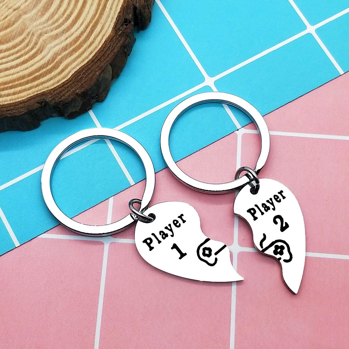 2 PCS Funny Couple Gamer Keychains - Player 1 & Player 2 Matching Keychains for Him and Her - Perfect Valentine's Day Gift for Boyfriend, Girlfriend, Husband & Wife - Ideal for Gamers Couples, Anniversary & Romantic Gifts