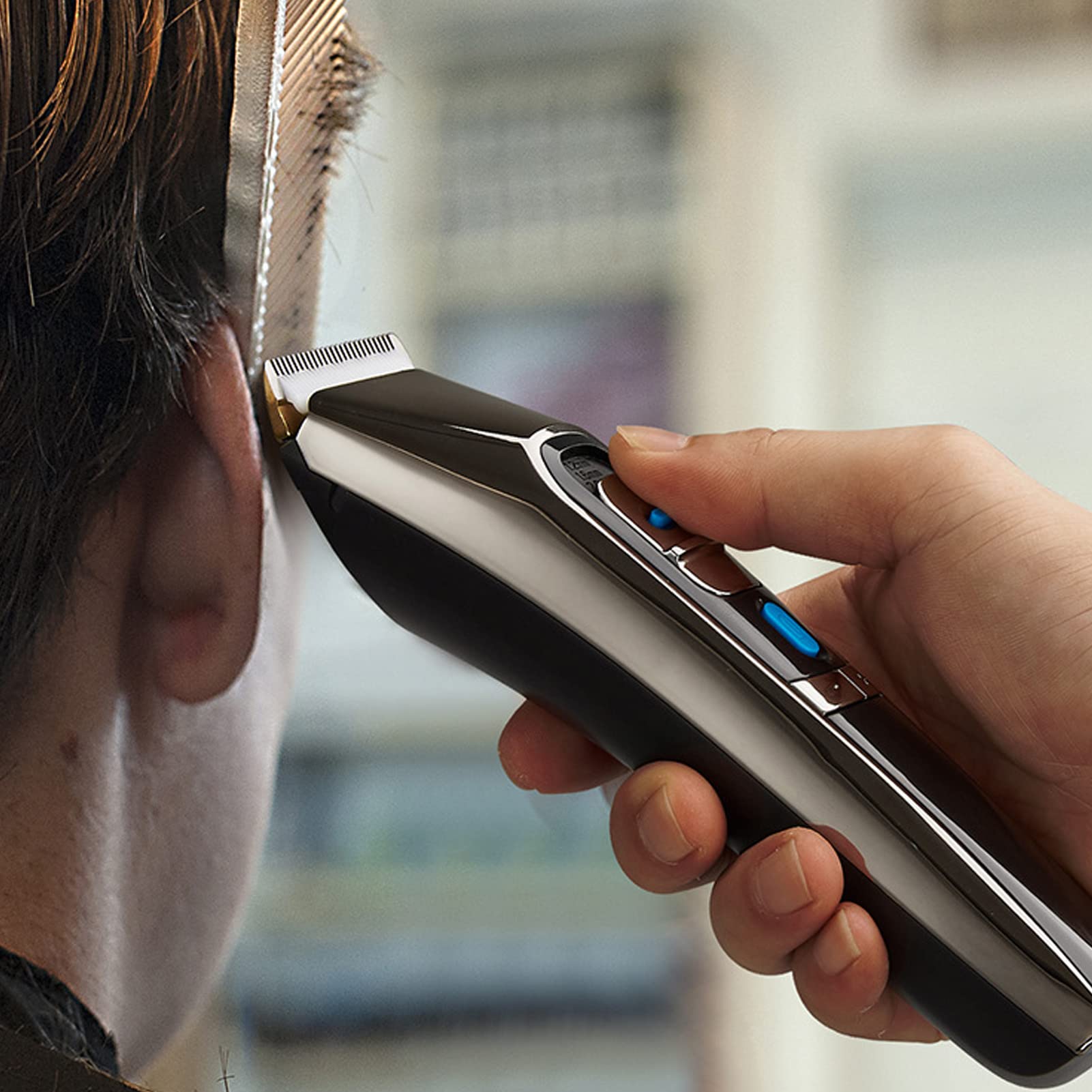 Yosoo USB Rechargeable Electric Hair Trimmer for Men - Low Noise, High Precision Hair Clippers for Facial & Beard Grooming at Home or Travel (Black)