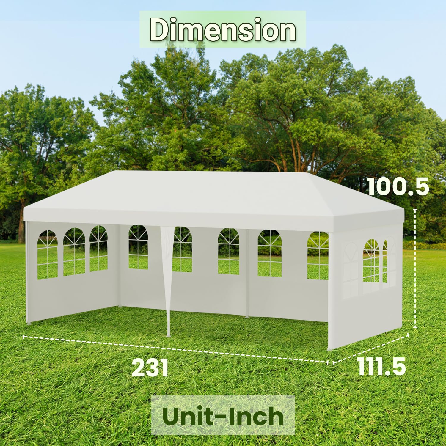 10x20 Outdoor Gazebo Wedding Party Tent Canopy with 4 Removable Sidewalls - White Waterproof Shelter for Backyard, Garden, Picnic & Events