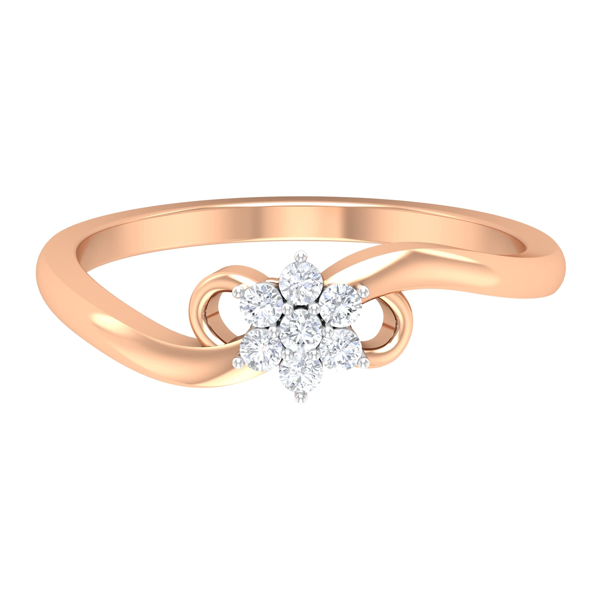 1/4 CT Natural Diamond & 14K Solid Gold Flower Ring for Women - April Birthstone, Promise Ring, Bypass Ring - Perfect for Engagement, Anniversary & Special Occasions