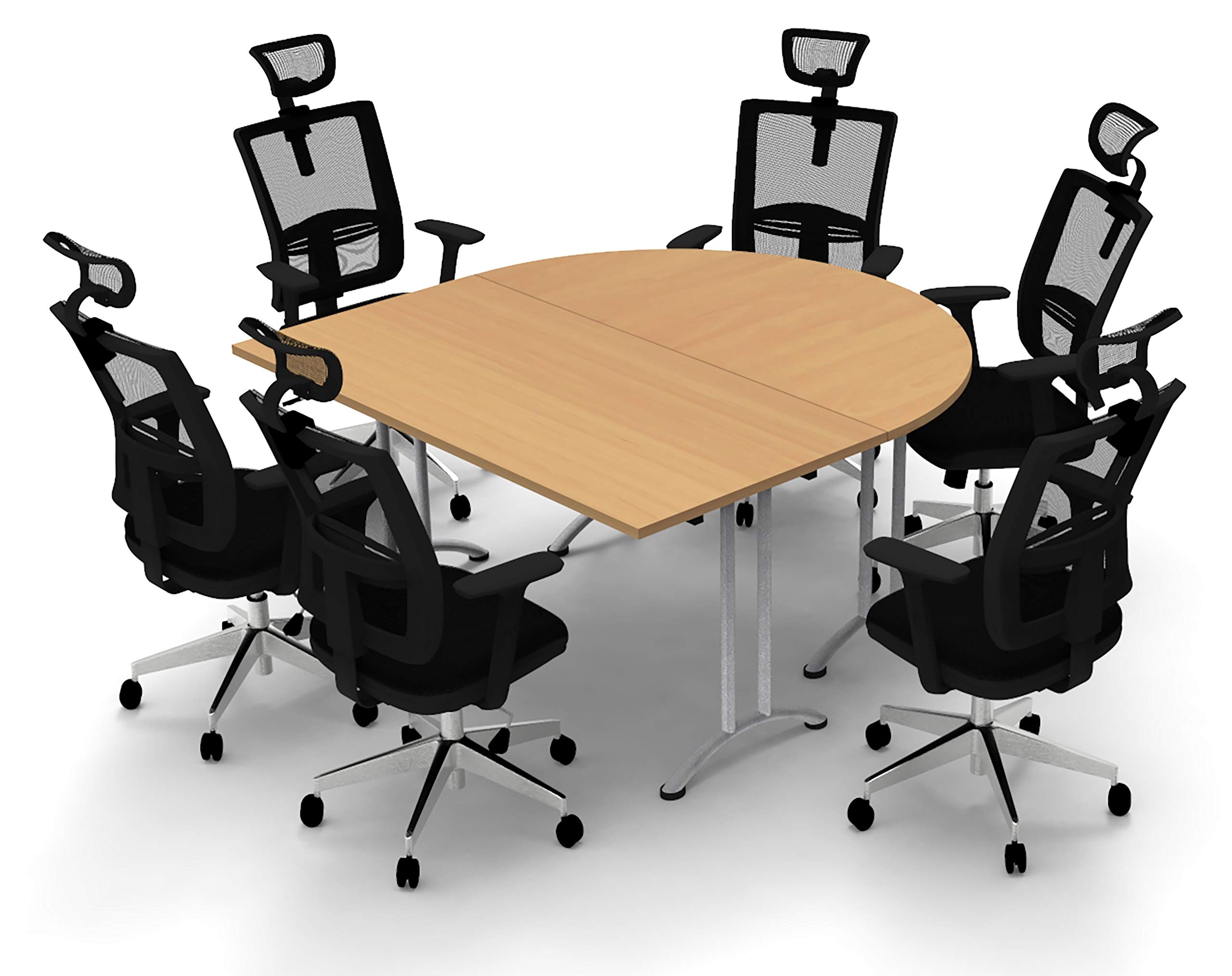 6 Person Conference Table - Compact Meeting & Seminar Table for Maximum Collaboration, Model 4450 (2-Piece Set) - Natural Beech Commercial Grade, Ready-to-Use (Chairs Not Included) - Perfect for Small Offices, Team Meetings & Collaborative Workspaces