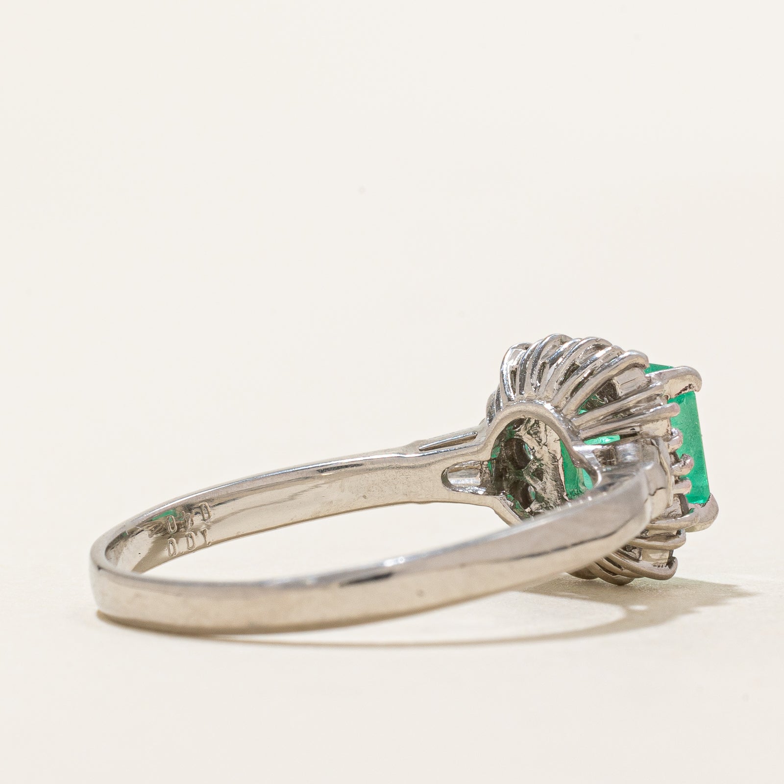 1.00ct Emerald & Diamond Halo Engagement Ring | 0.40ctw Total Weight | Size 10 | Elegant Wedding Proposal & Anniversary Gift for Her