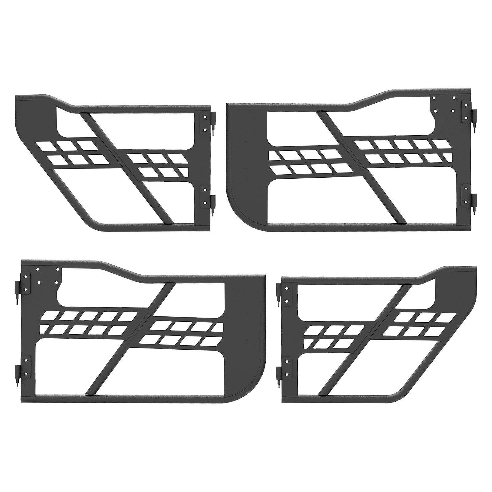 Hooke Road Front & Rear Tubular Half Doors for 2018-2025 Jeep Wrangler JL & 2020-2025 Gladiator JT (4-Door Set) - Off-Road Adventure & Open-Air Driving Upgrade