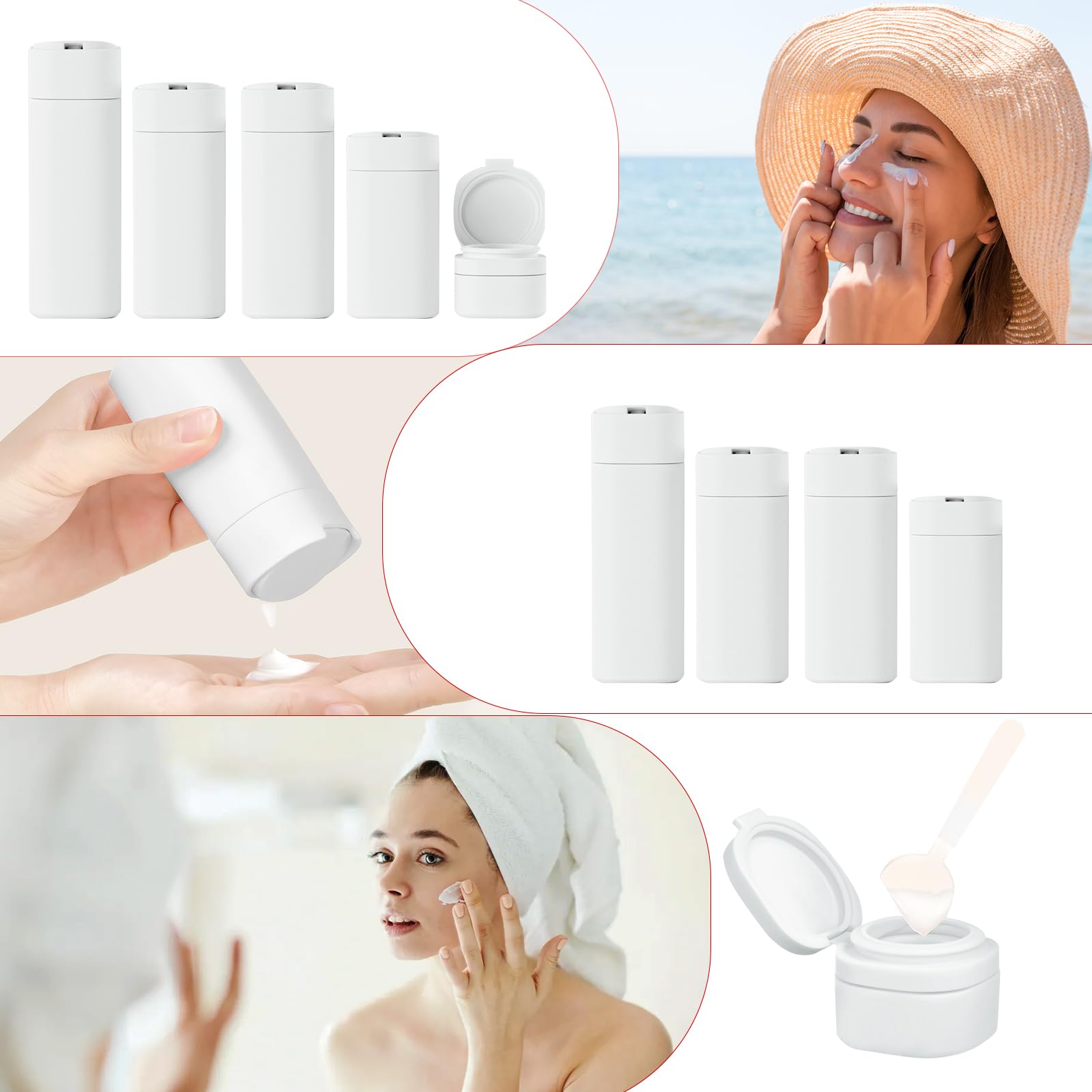5pcs TSA Approved Travel Bottles for Toiletries - Leak Proof Refillable Shampoo & Conditioner Containers with Clear Toiletry Bag (White) - Perfect for Air Travel, Camping & Gym Essentials