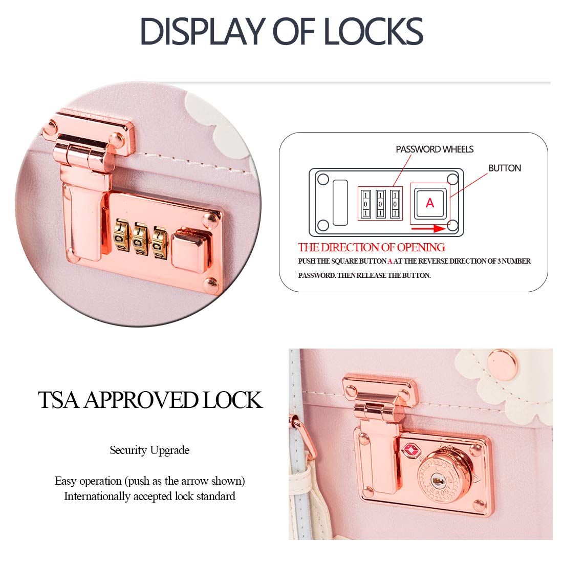 Vintage 3-Piece Luggage Set with TSA Lock - Spinner Wheel Carry-On Suitcase for Women, Cherry Pink - Perfect for Travel, Business Trips & Weekend Getaways