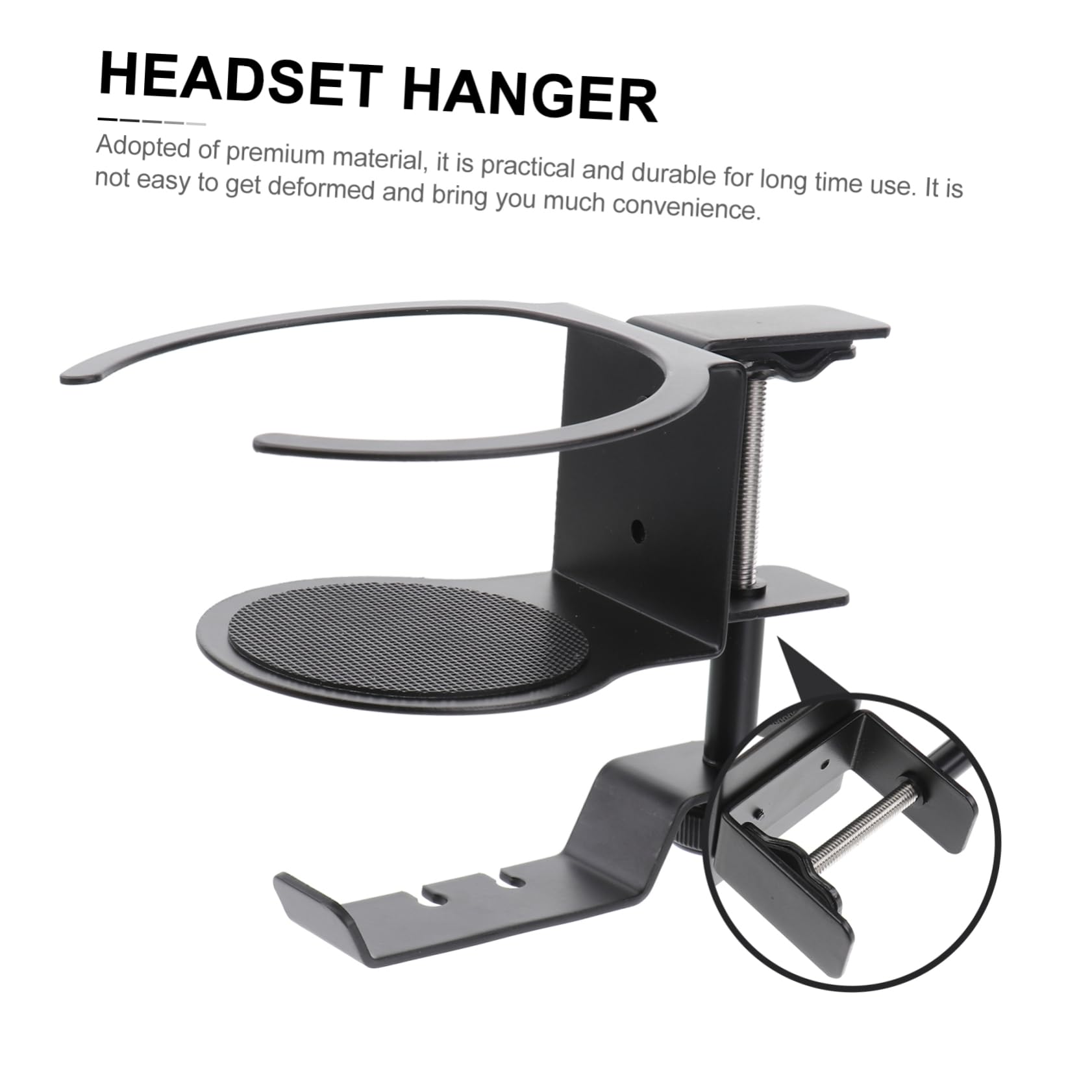 Premium Aluminum Alloy Headphone Stand with Clamp - Universal Headphone Holder for Desk, Computer, Gaming Setup & Office Organization - Perfect for Headphones, Earphones & Drink Storage