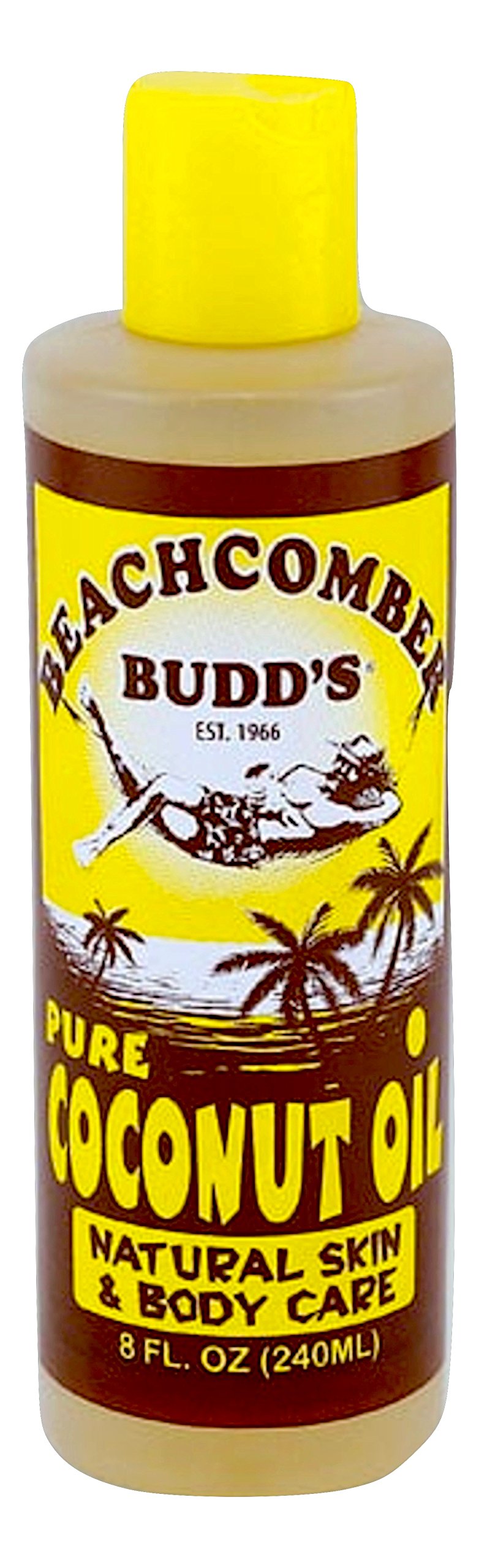 Pure Hawaiian Coconut Oil for Hair & Skin - 8oz Organic Scented Coconut Oil by Beachcomber Budd's - Natural Moisturizer for Dry Skin, Hair Care, Massage & Aromatherapy