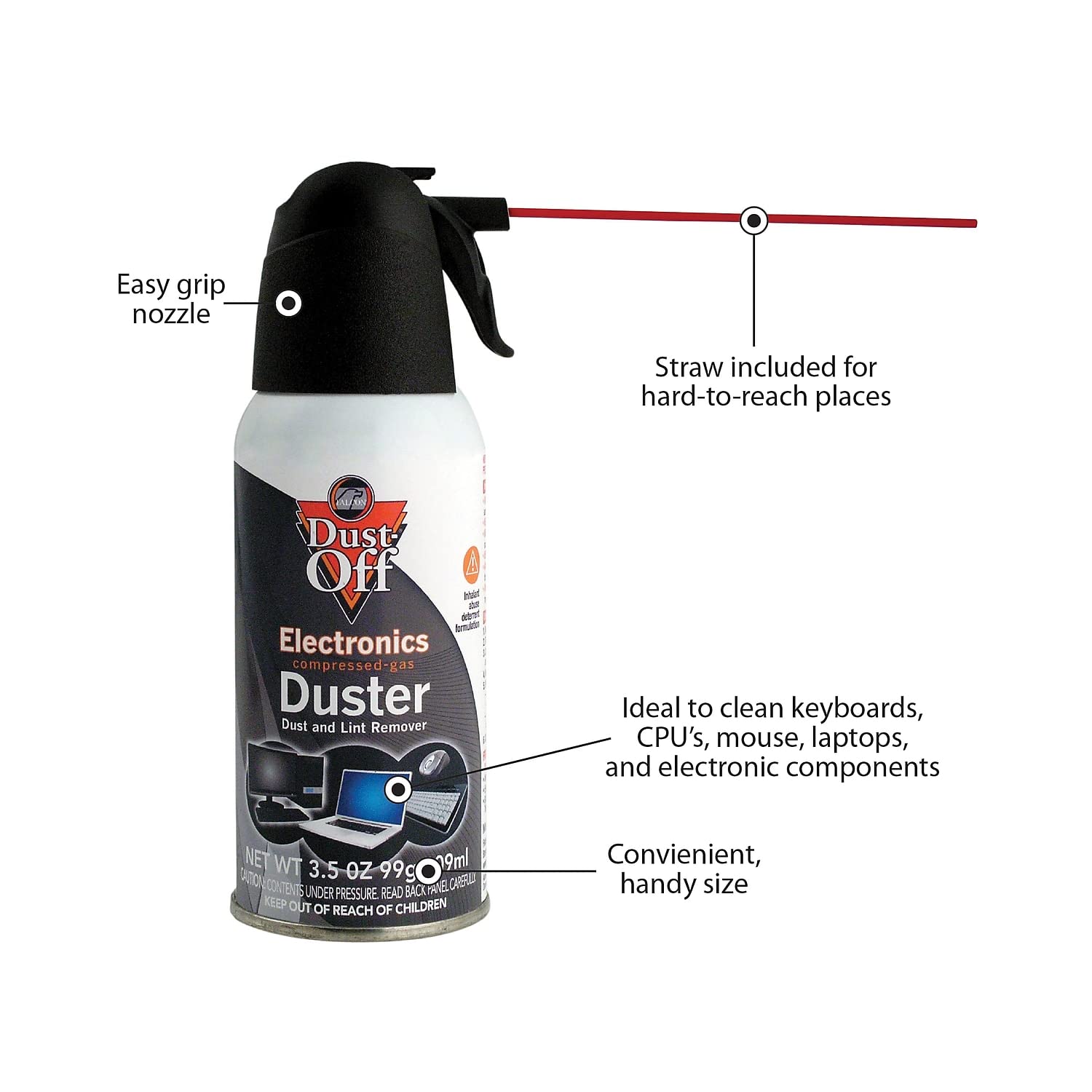Dust-Off DPSJC Disposable Compressed Gas Duster - 3.5 oz Can for Electronics, Keyboards & Computer Cleaning | Safe & Effective Dust Removal Tool