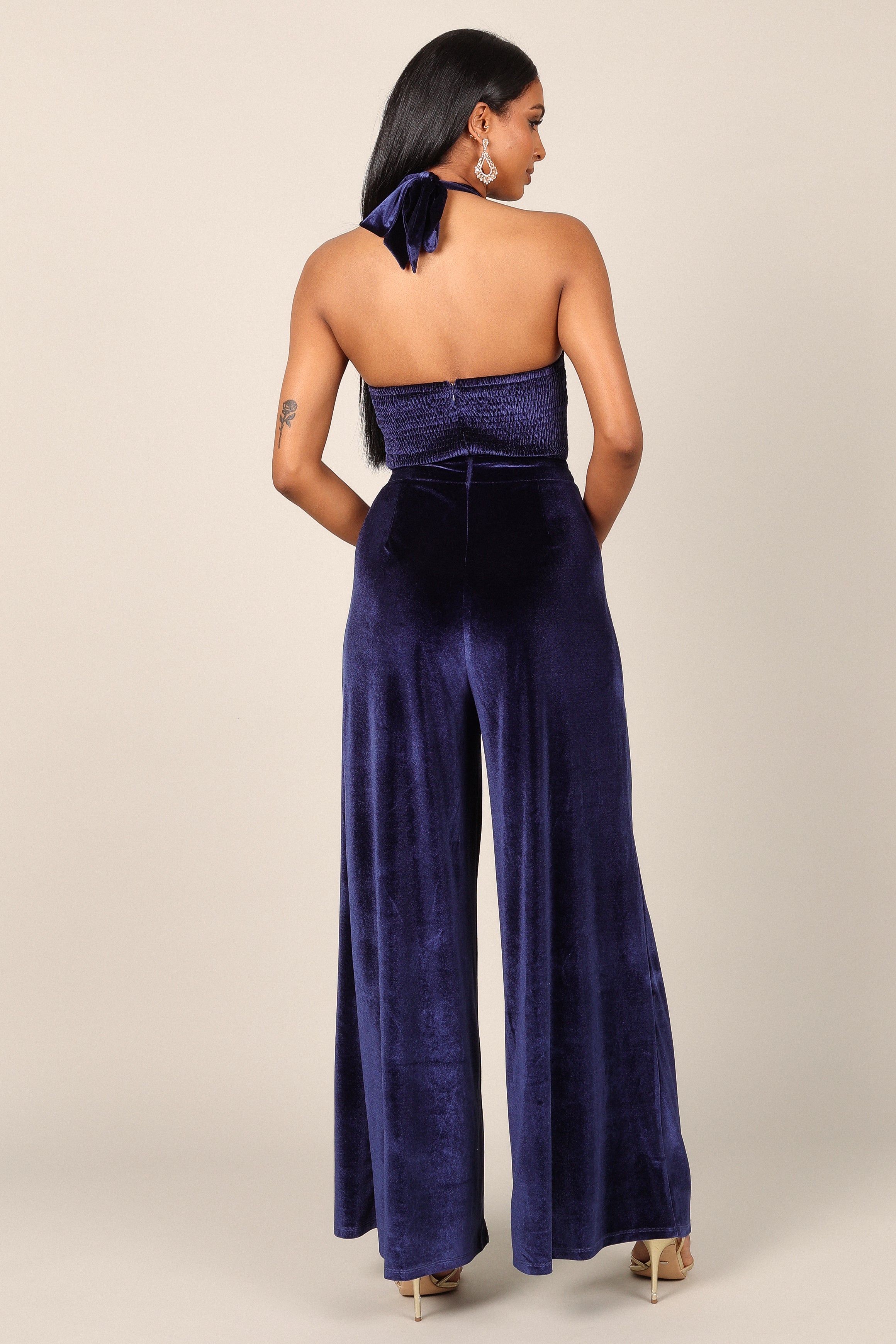 Aria Velvet Jumpsuit for Women - Elegant Sapphire Blue Velvet Romper | Perfect for Parties, Weddings & Evening Events