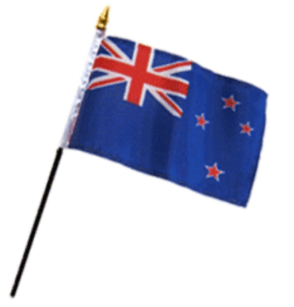 New Zealand 4x6 Inch Mini Desk Stick Flags - Set of 12 Without Base - Perfect for Office Decor, International Events & World Cup Celebrations
