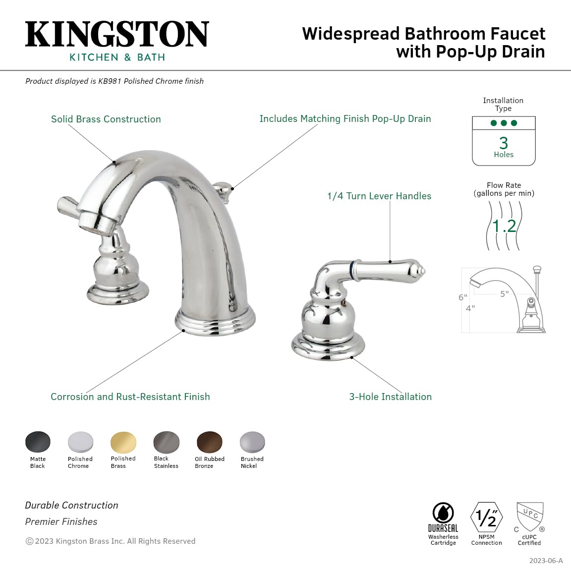Elements of Design St. Charles EB985 8-16 Inch Widespread Bathroom Faucet with Pop-Up Drain, Oil Rubbed Bronze - Perfect for Modern Vanities and Luxury Bathroom Renovations