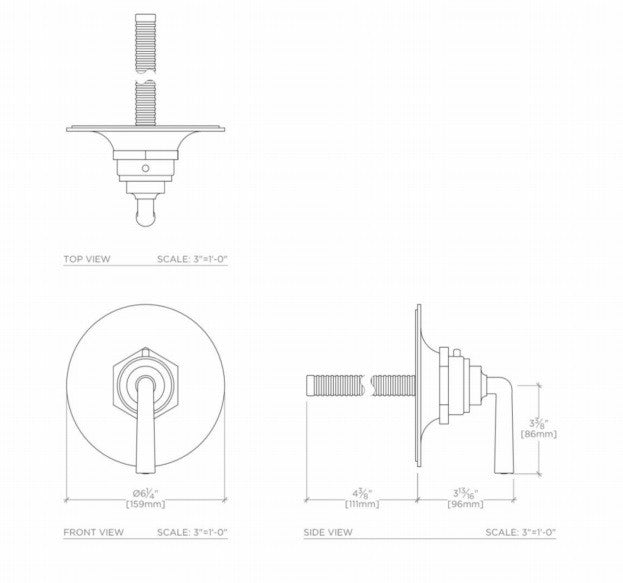 Henry Thermostatic Control Valve Trim with Lever Handle in Dark Brass - High-Quality Bathroom & Shower Fixture for Modern Homes