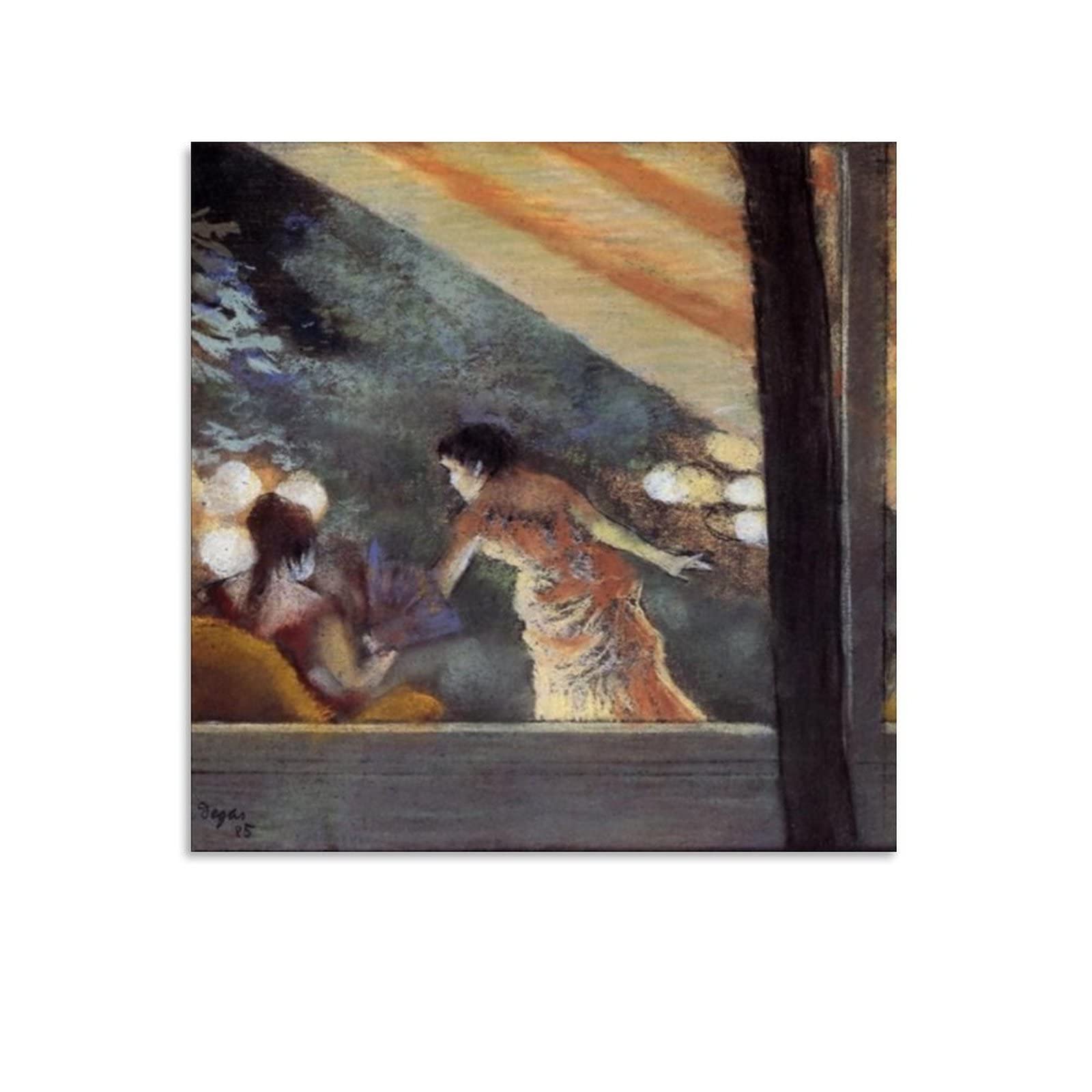 Edgar Degas 'At The Cafe Des Ambassadeurs' Painting Canvas Wall Art Print - 16x16 Inch (40x40cm) Framed/Unframed - Perfect for Home Decor, Office & Gift Giving