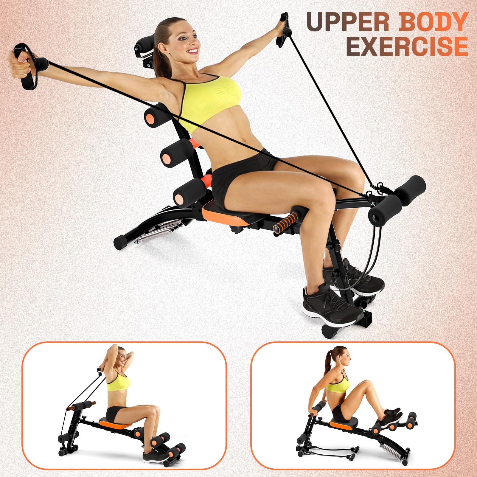 Adjustable Ab Workout Bench for Home Gym - Multi-Functional Crunch Machine & Sit Up Chair for Full Body Exercise | Perfect for Core Training, Strength Building & Home Fitness Routines (Black)