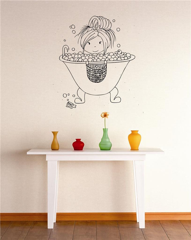 Removable DIY Wall Decals - Bubble Bath Tub Design for Stylish Bedroom Decor (18x18 Inches) | Perfect for Kids' Rooms, Nursery, Bathroom & Home Interior Design