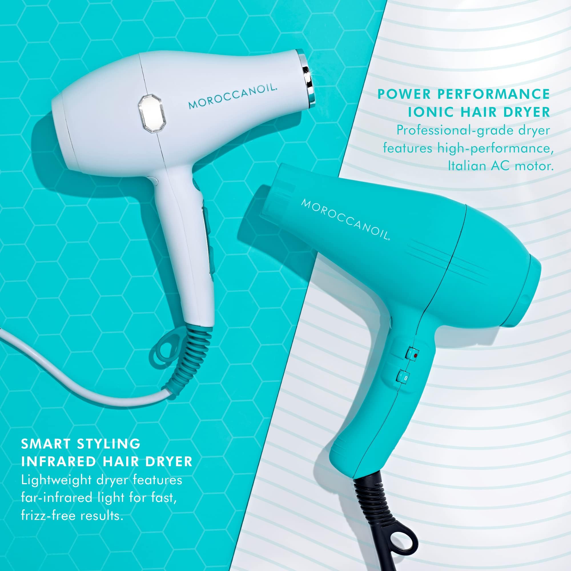Moroccanoil Smart Styling Infrared Hair Dryer - Professional Salon Blow Dryer for Smooth, Shiny Hair - Perfect for Home & Salon Use, Travel-Friendly Hair Styling Tool