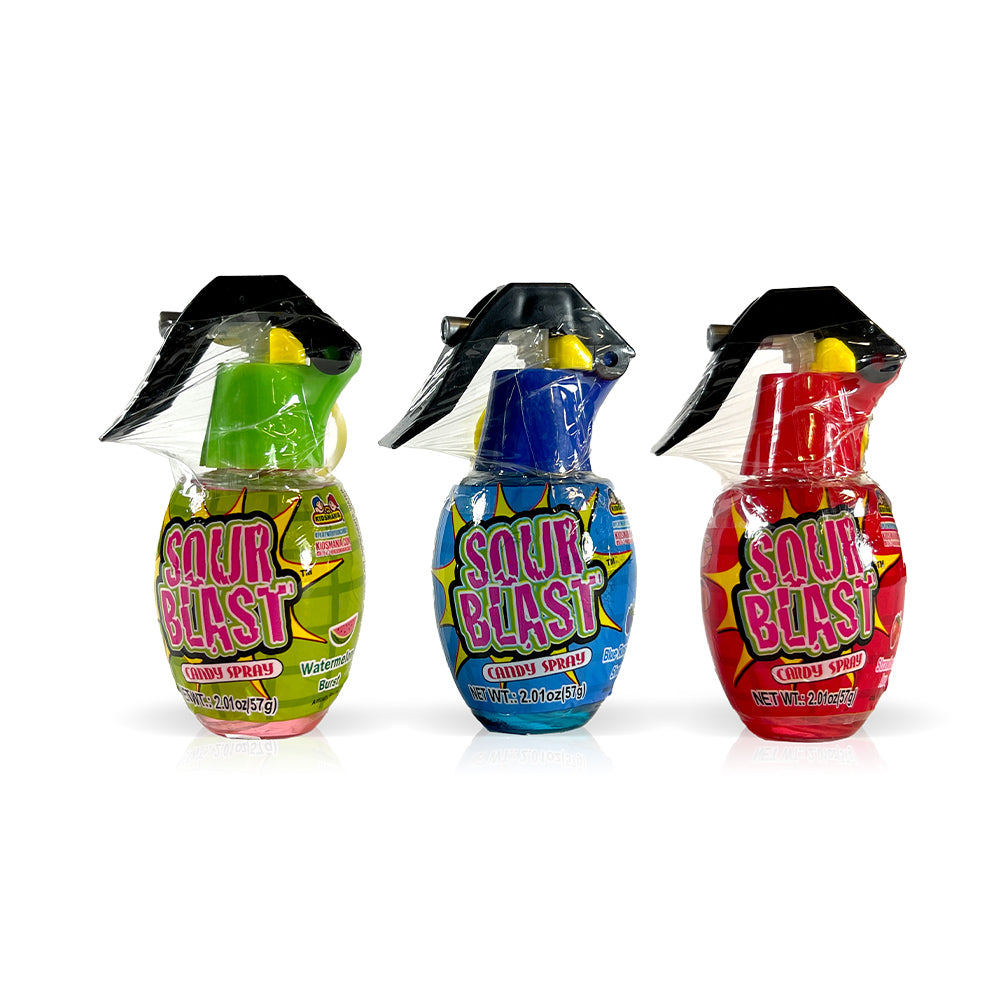 Kidsmania Sour Blast Candy Spray - 12 Count Pack | Fun Party Favors & Halloween Treats for Kids