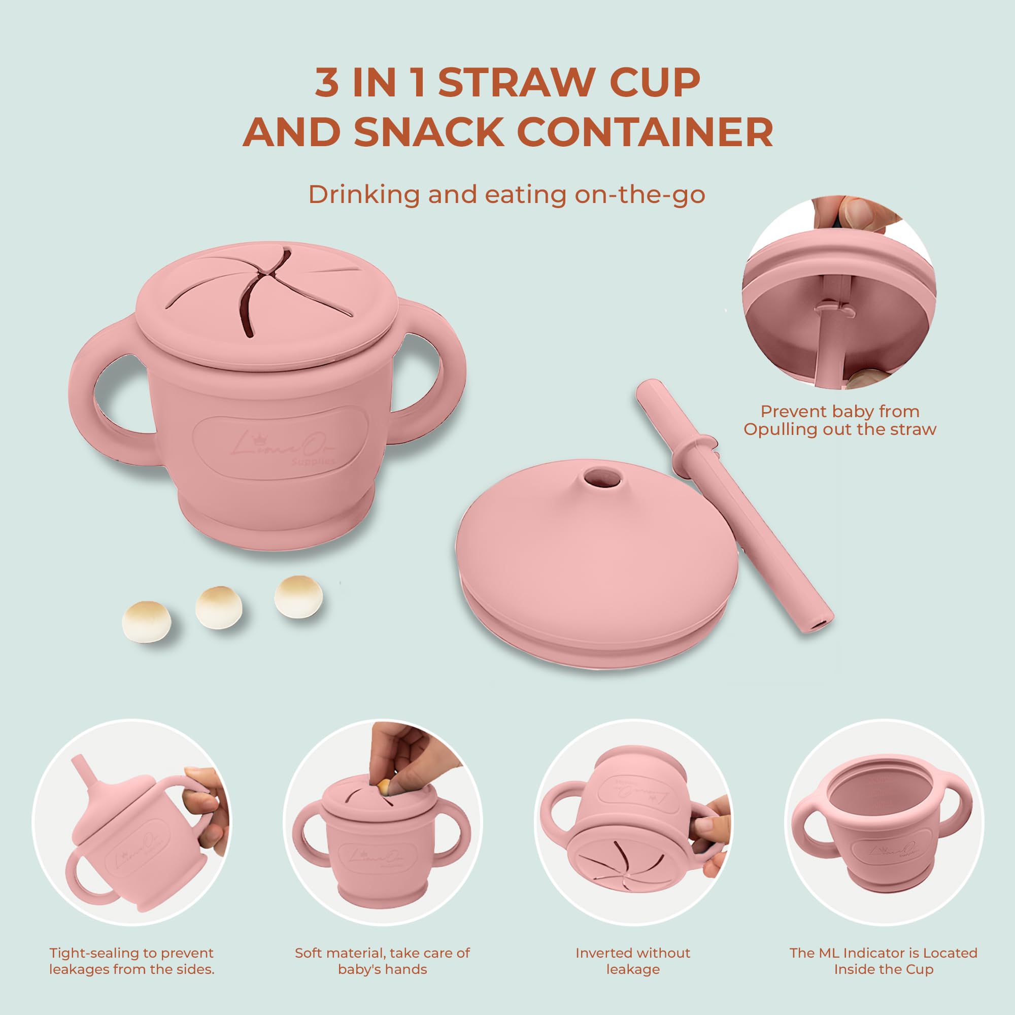 **LimOr BPA-Free Silicone Baby Feeding Set - Complete Toddler Eating Essentials for Baby Led Weaning (6-12 Months, Pink) - Perfect for Self-Feeding & Encouraging Independence at Home or On-the-Go**
