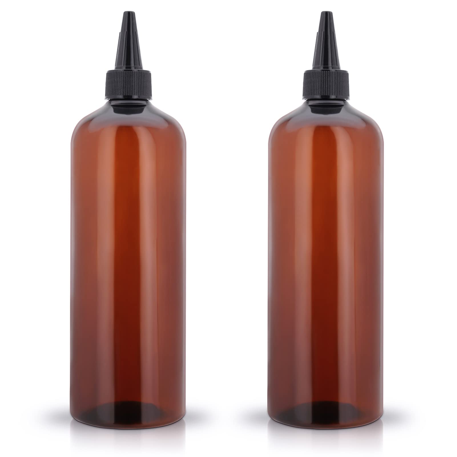 Cosywell 16oz Refillable PET Plastic Hair Dye Applicator Bottles with Cap - 2 Pack Squeeze Bottles for Hair Color, Oil & Styling Products | Perfect for Salon, Home Hair Coloring & DIY Beauty Treatments