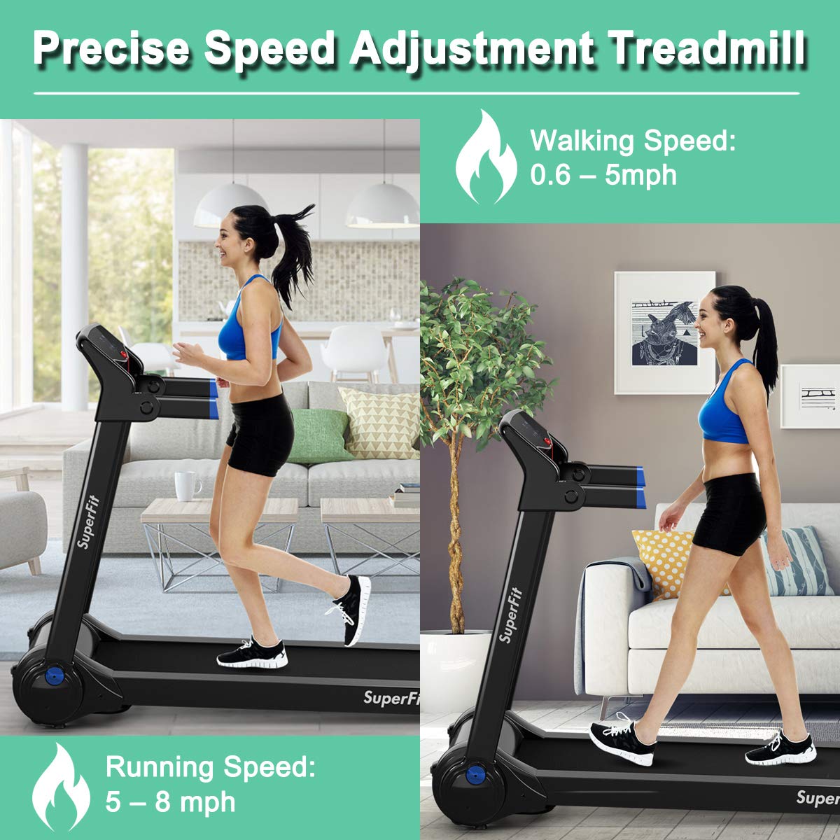 GYMAX 3.0HP Folding Treadmill with Bluetooth Speaker & HD Touch Screen - Smart App Control Silent Running Machine for Home, Office & Small Spaces - Perfect for Cardio, Weight Loss & Indoor Workouts
